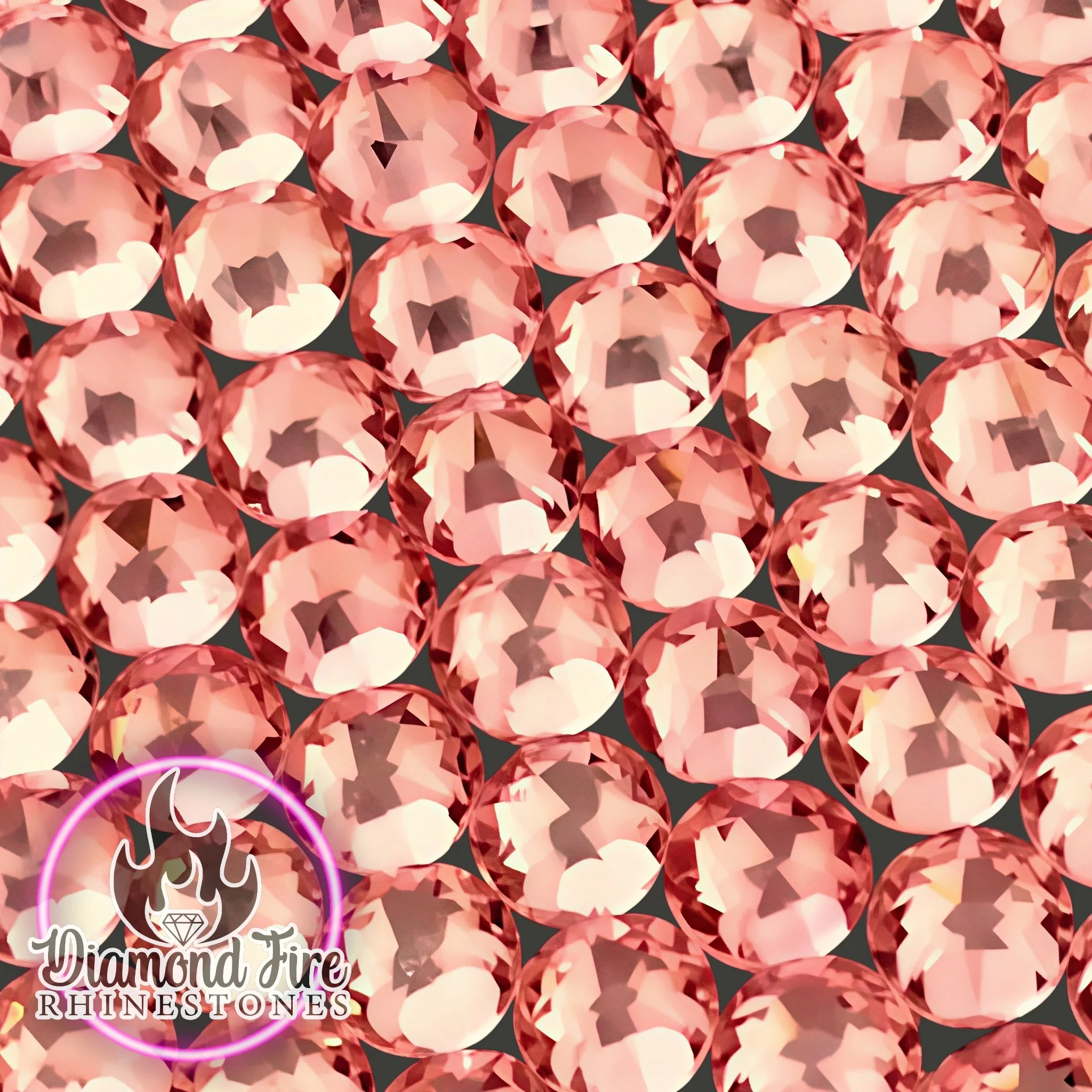 Brilliant 8x8 Cut Honey Peach Pink Flatback Glass Rhinestones