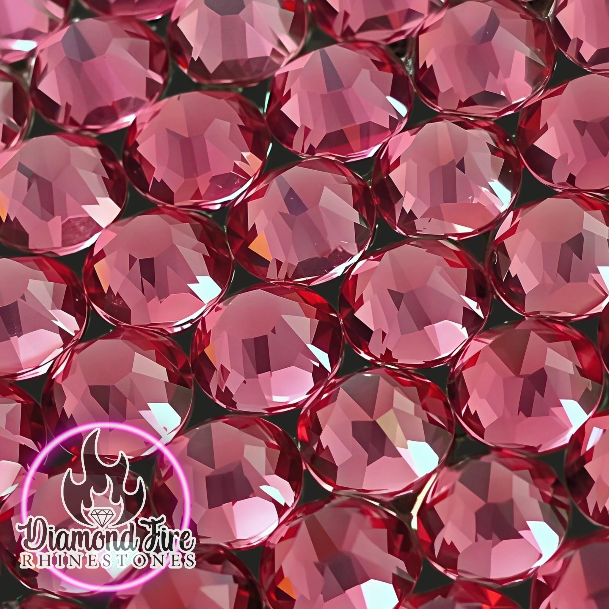 Brilliant 8x8 Cut Rose Flatback Glass Rhinestones