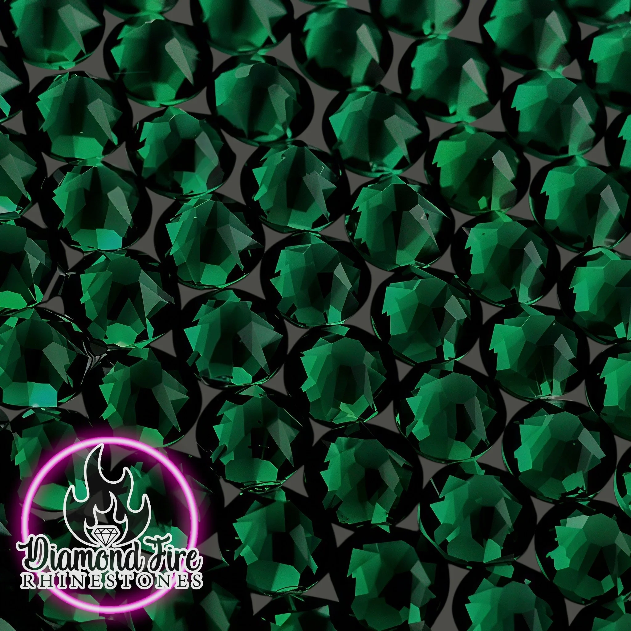 Brilliant 8x8 Cut Emerald Flatback Glass Rhinestones