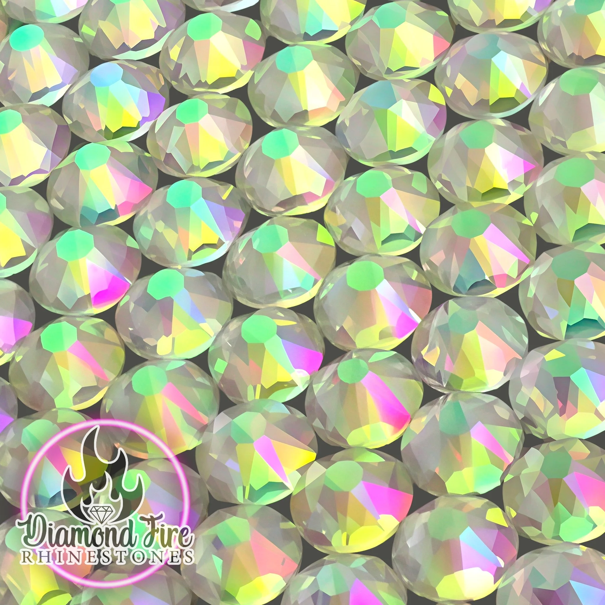 Brilliant 8x8 Cut Green Water Lily Flatback Glass Rhinestones
