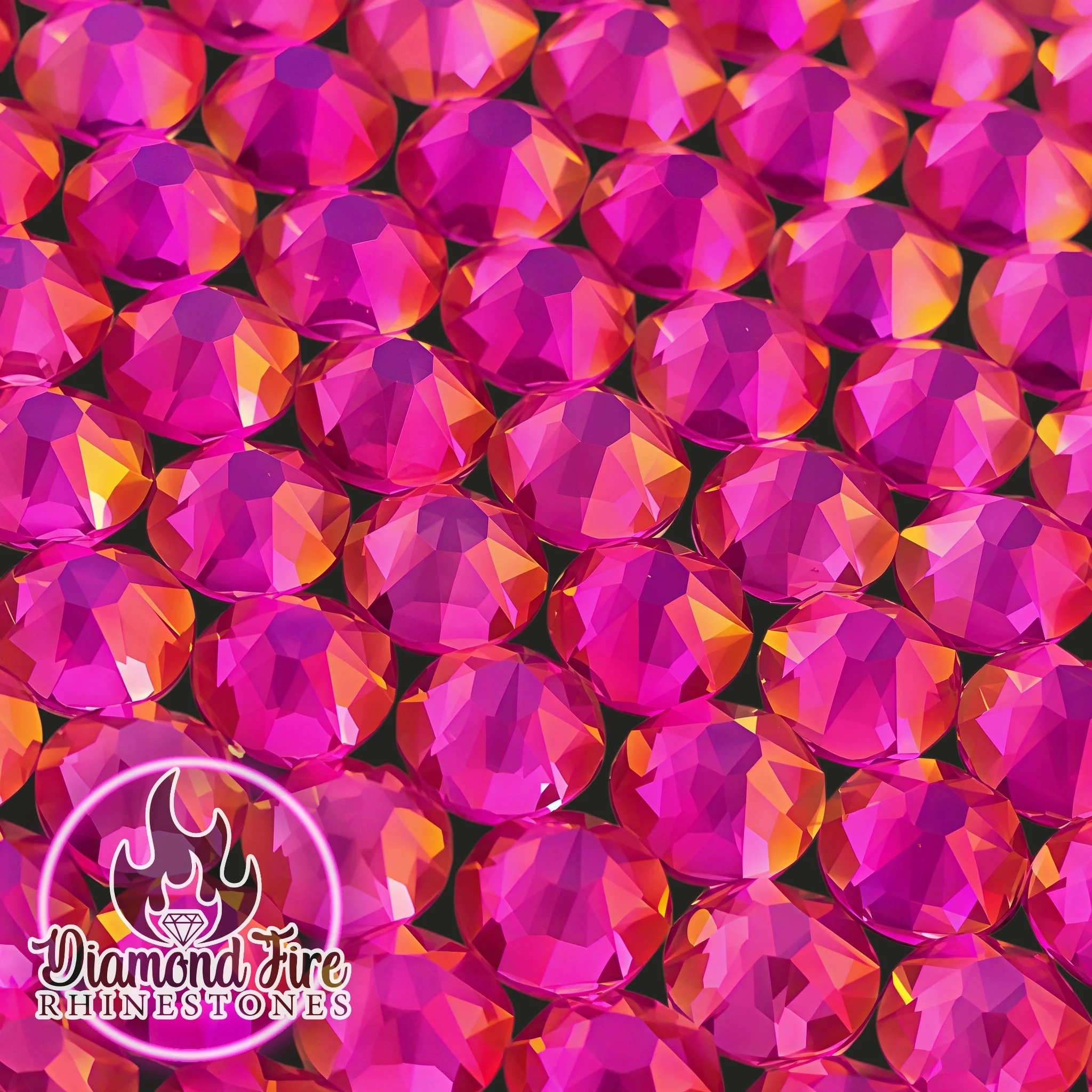 Brilliant 8x8 Cut Golden Hour Peach Red Flatback Glass Rhinestones