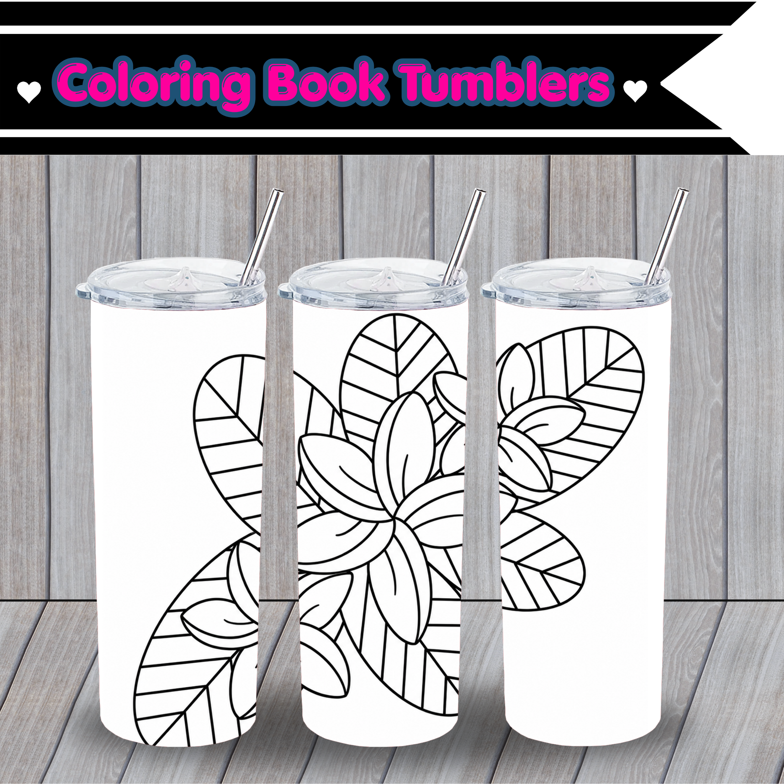 Plumeria Coloring Book Tumbler