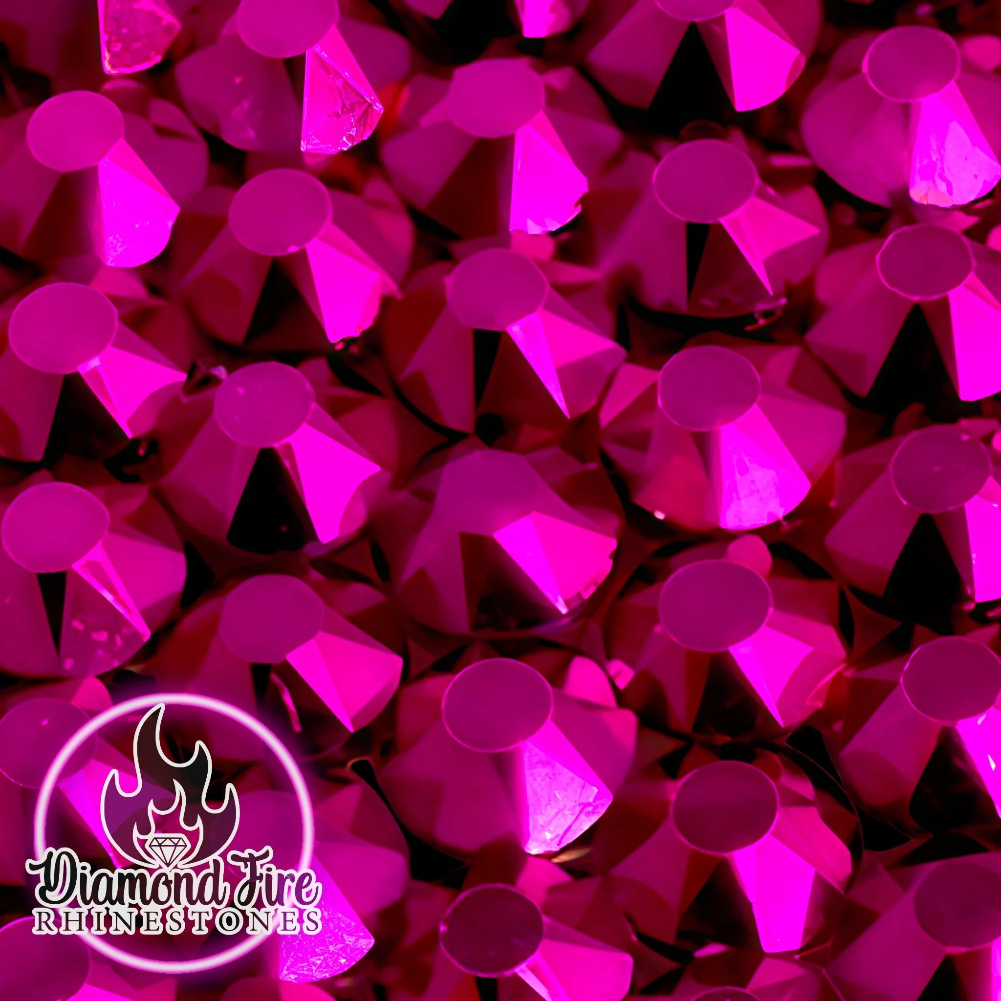 Brilliant 8x8 Cut Metallic Hot Pink Flatback Glass Rhinestones