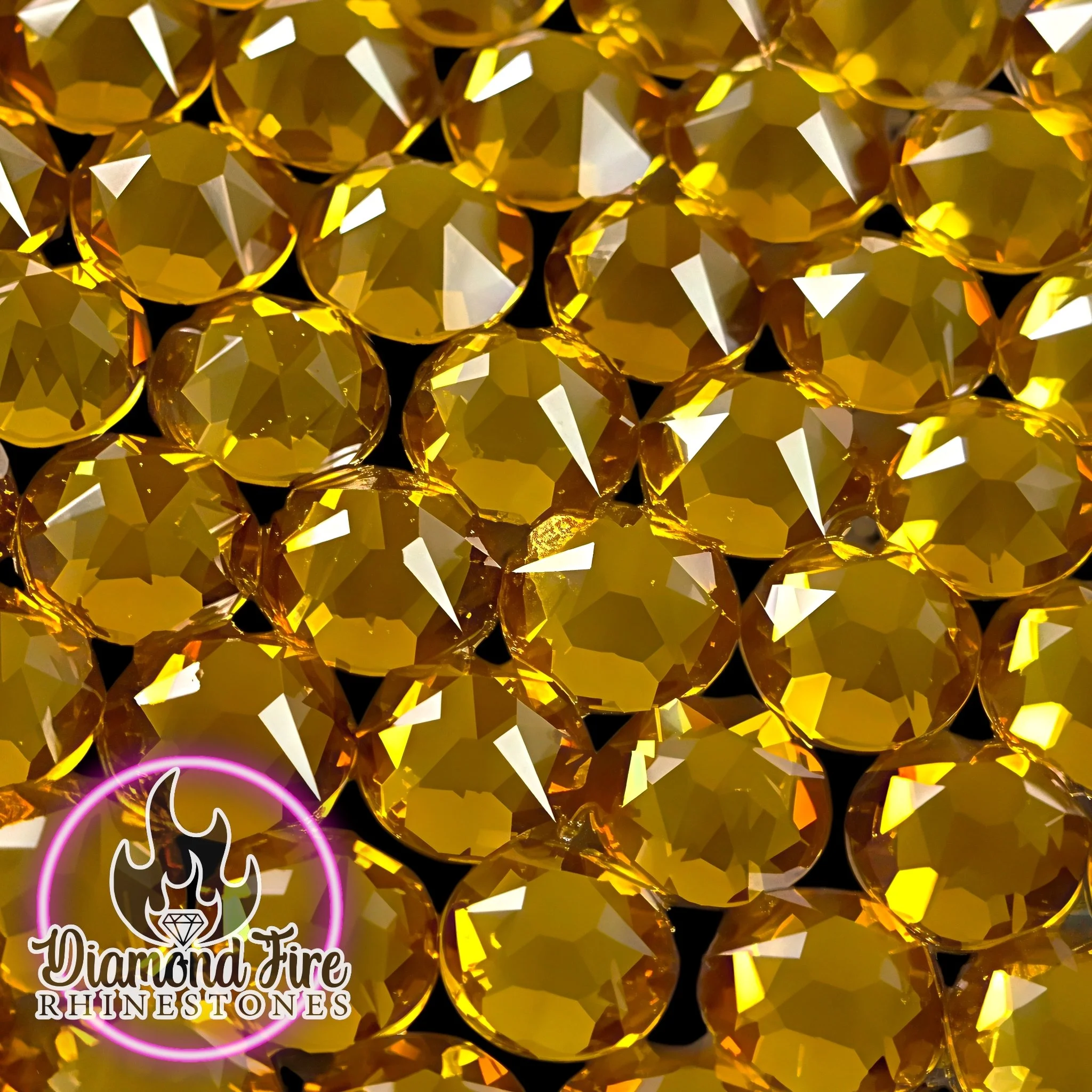 Brilliant 8x8 Cut Topaz Flatback Glass Rhinestones