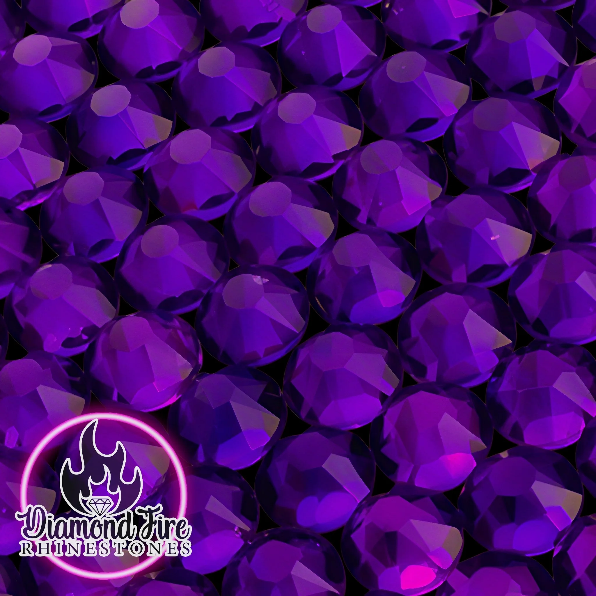 Brilliant 8x8 Cut Blue Purple Flatback Glass Rhinestones
