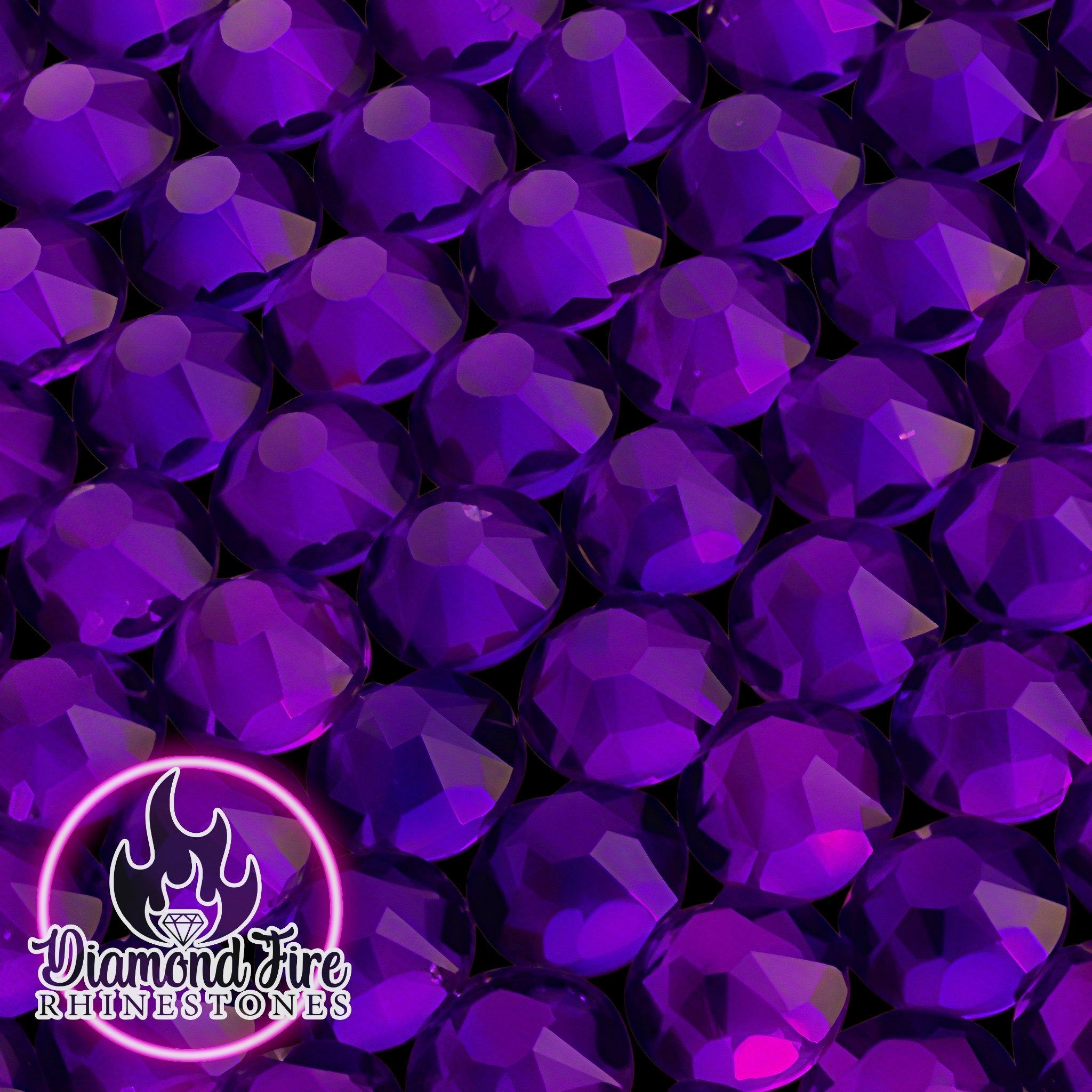 Brilliant 8x8 Cut Blue Purple Flatback Glass Rhinestones