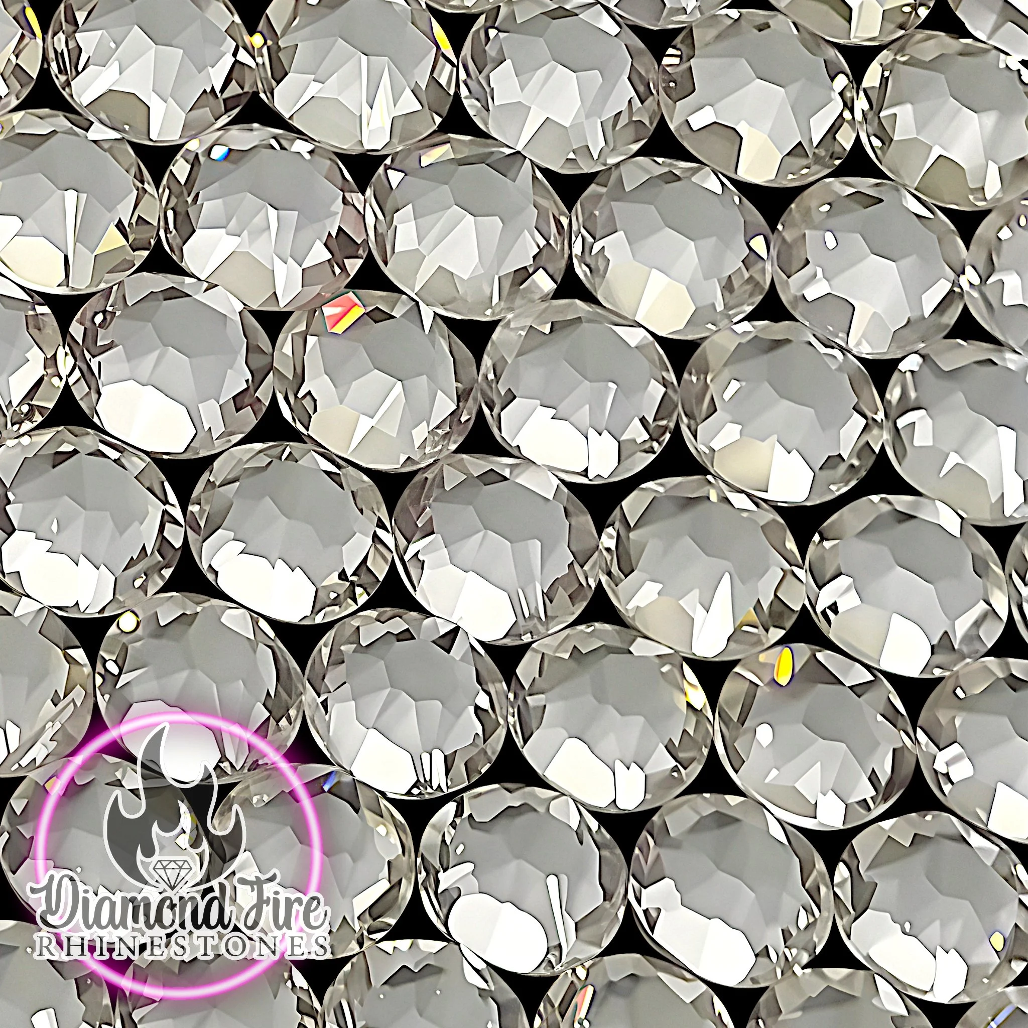 Brilliant Crystal Rose Back 8x8 Cut Flatback Glass Rhinestones