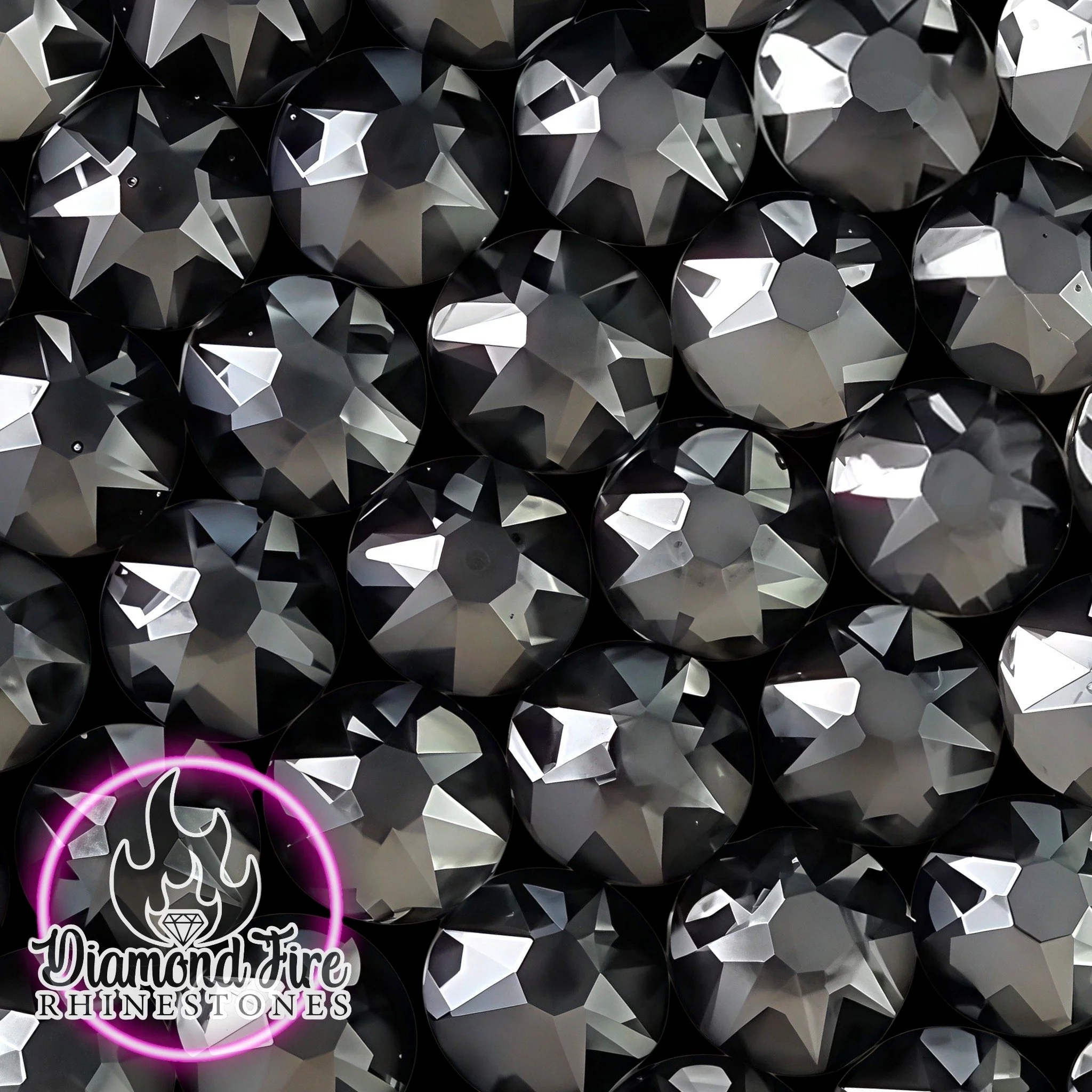 Brilliant 8x8 Cut Crystal Black Flatback Glass Rhinestones