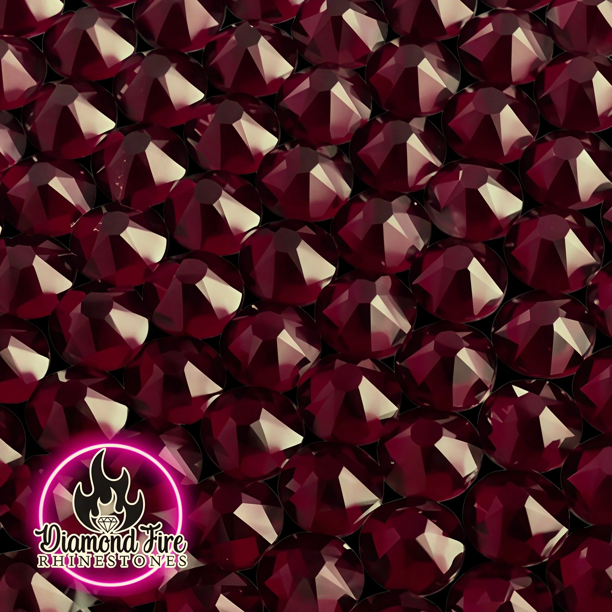Brilliant 8x8 Cut Deep Siam Flatback Glass Rhinestones