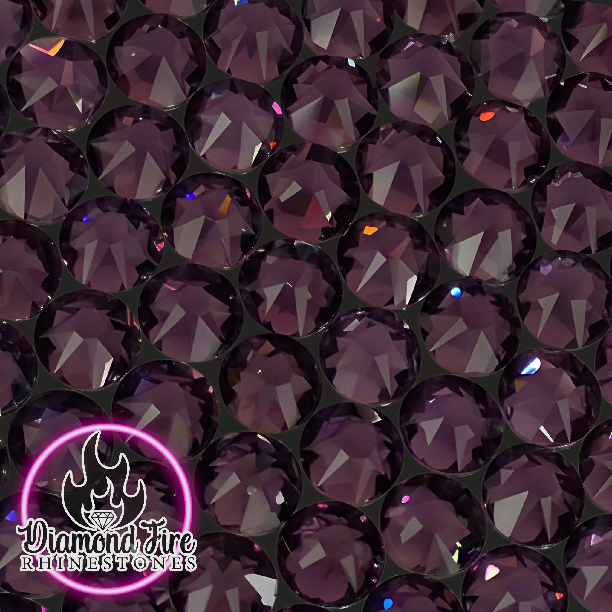 Brilliant 8x8 Cut Tanzanite Flatback Glass Rhinestones