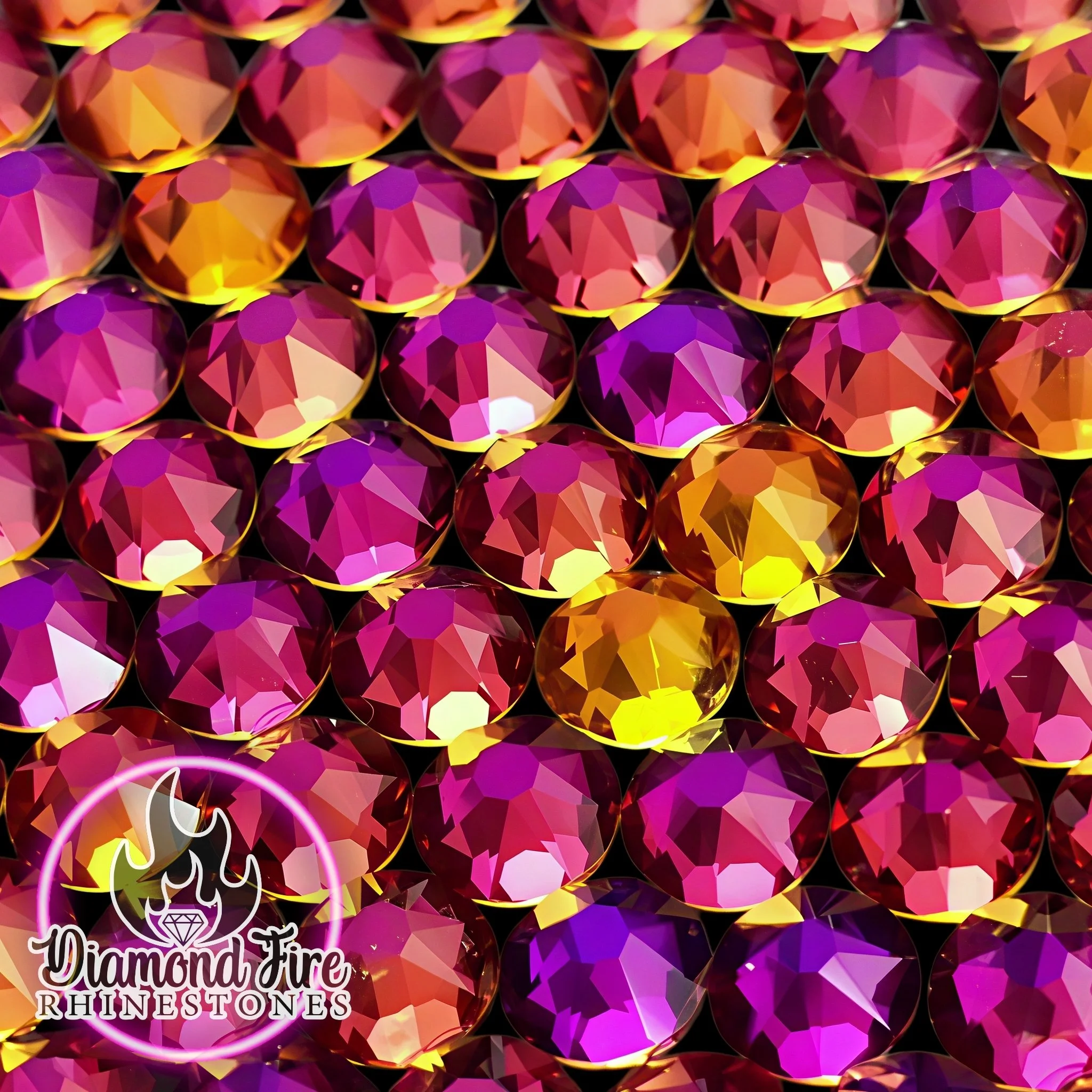 Brilliant 8x8 Cut Peach Red Flame Flatback Glass Rhinestones