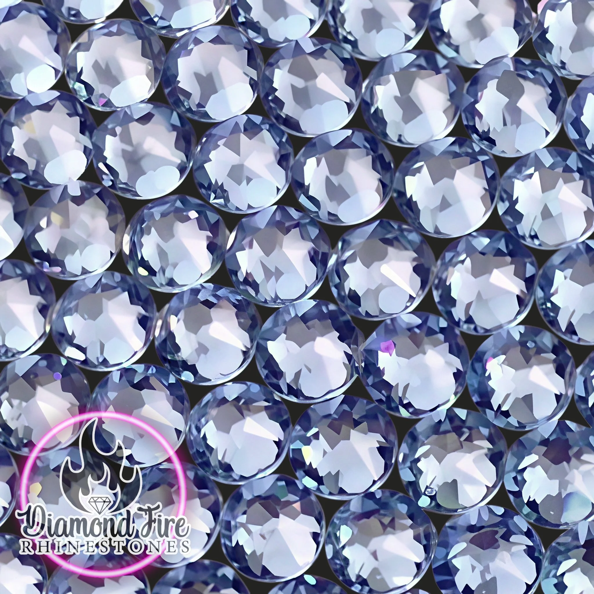 Brilliant 8x8 Cut Light Sapphire Flatback Glass Rhinestones