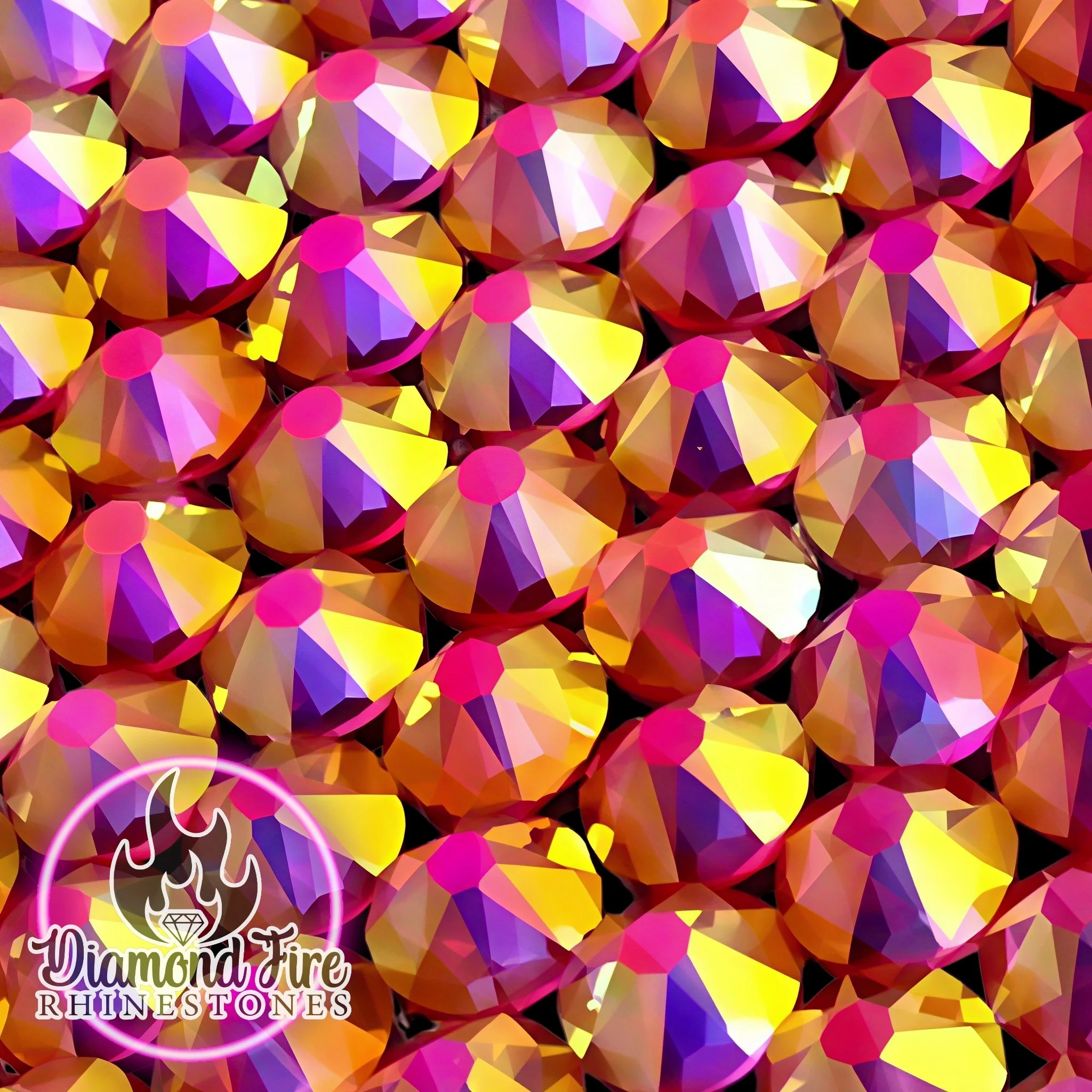 Brilliant 8x8 Cut Golden Hour Phoenix Flatback Glass Rhinestones