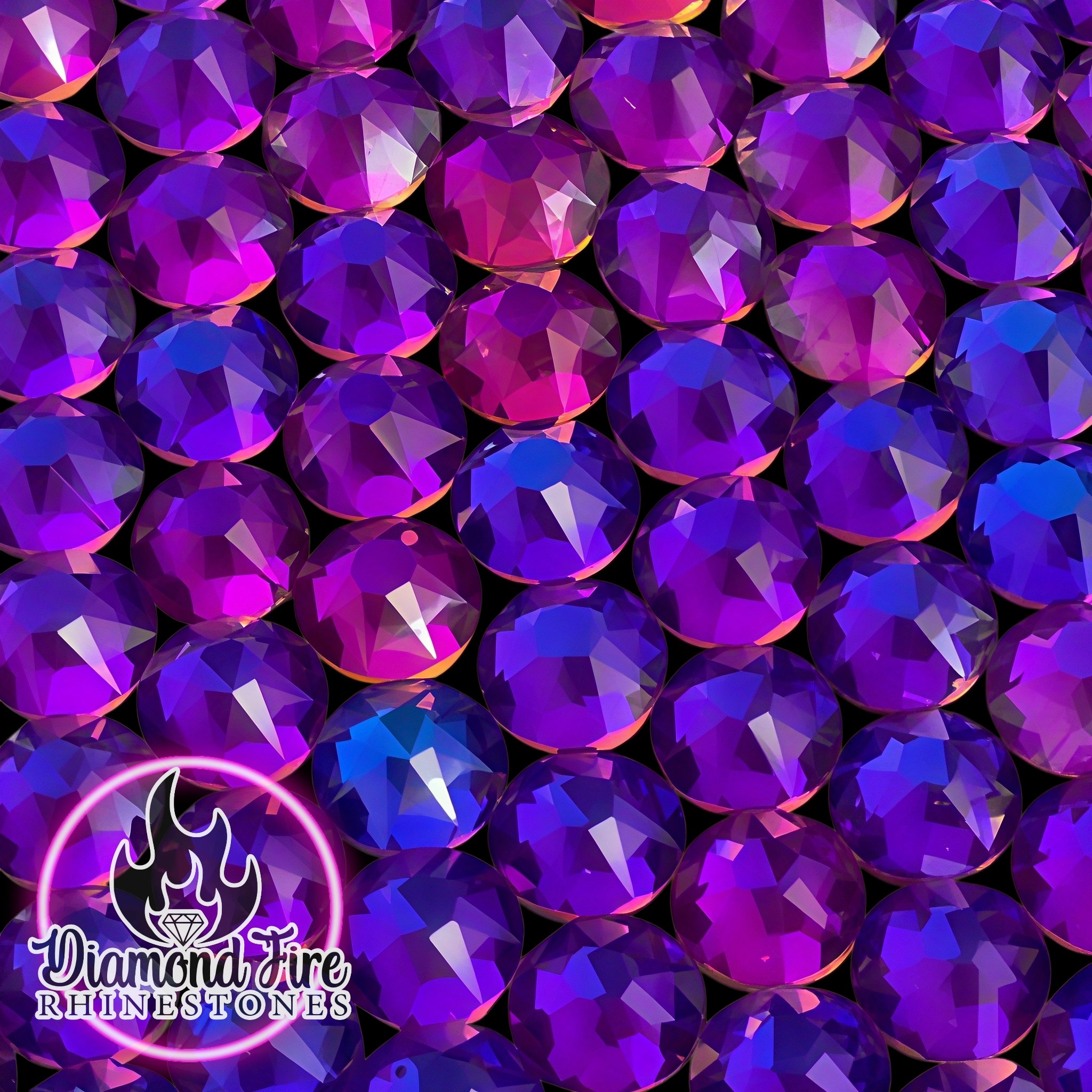 Brilliant 8x8 Cut New Coating Purple Flatback Glass Rhinestones