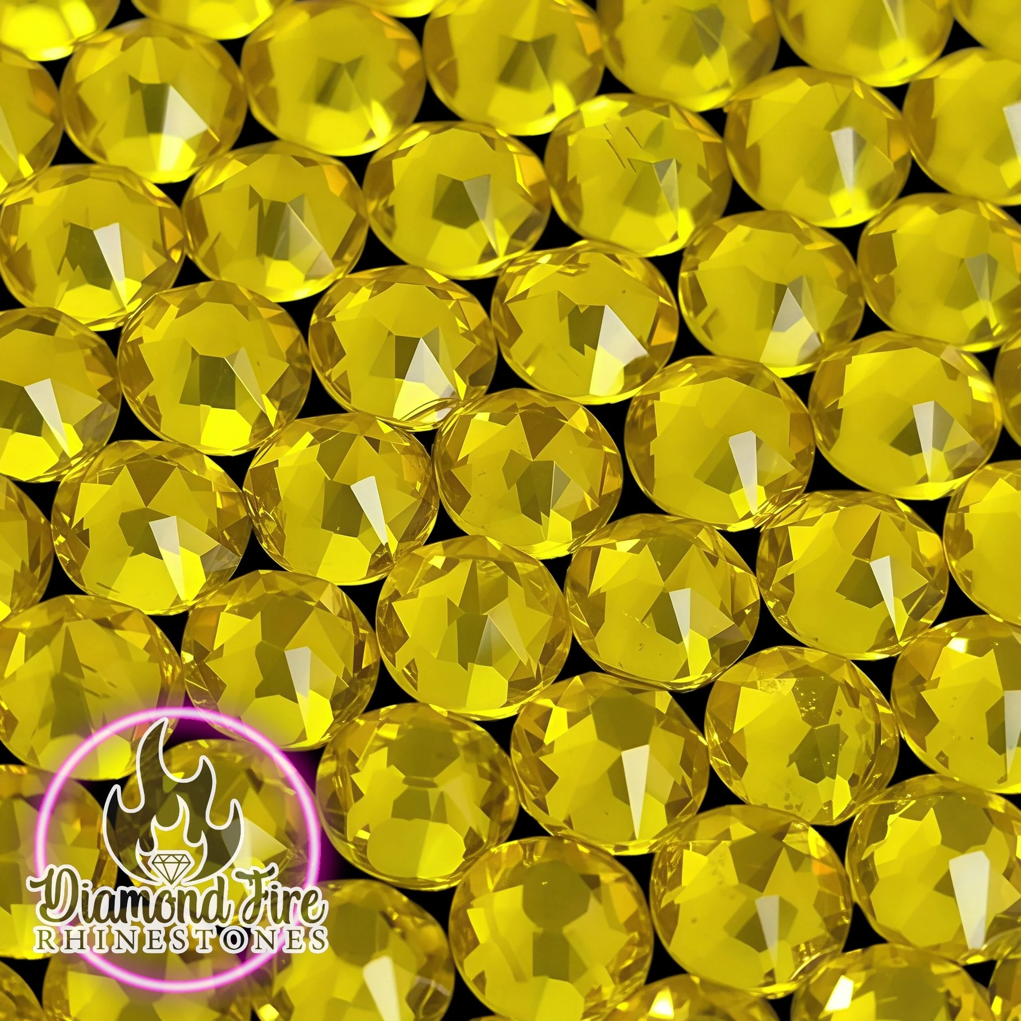 Brilliant 8x8 Cut Citrine Flatback Glass Rhinestones