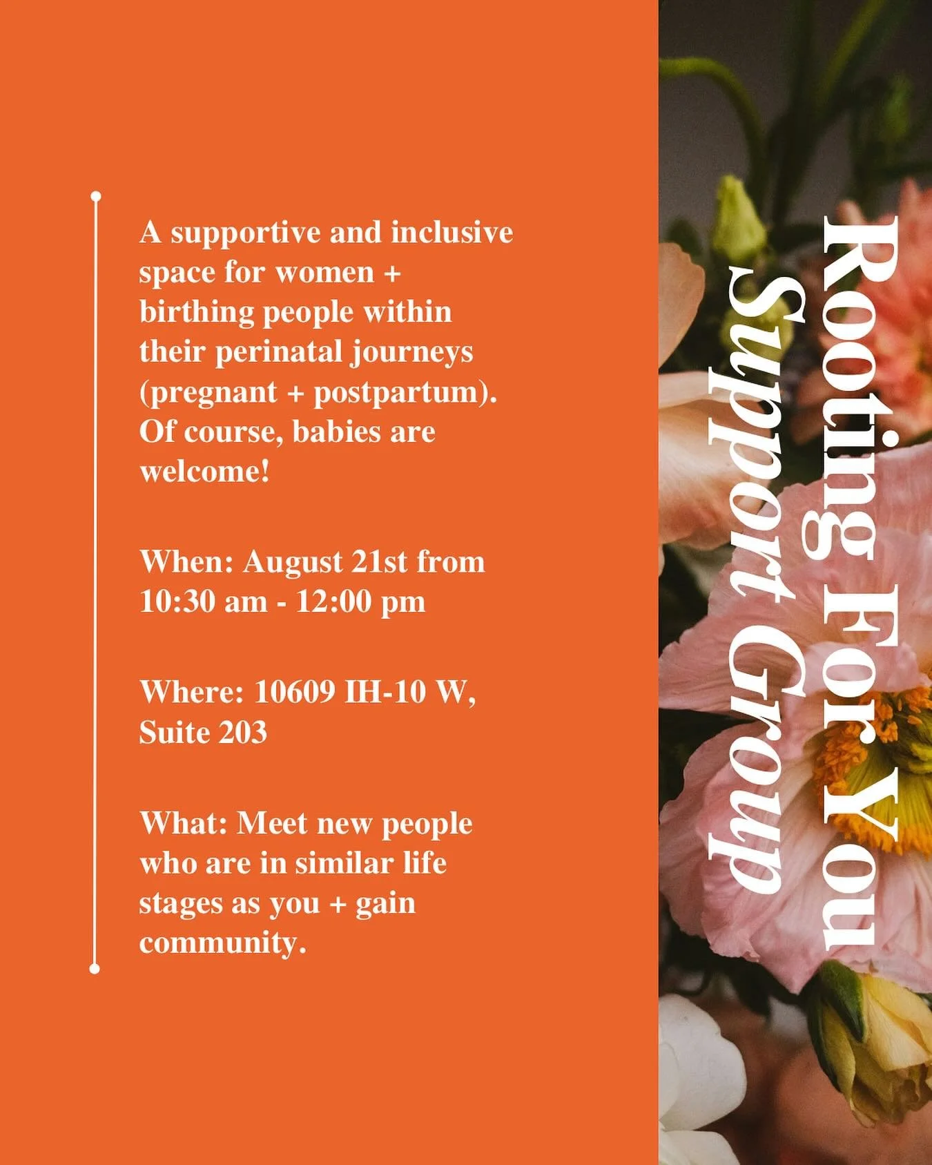 Join us on Thursday 8/21 at the @alamocitybreastfeeding office! All are welcome! Bring your beverage of choice and come hang out for some adult conversation 💛