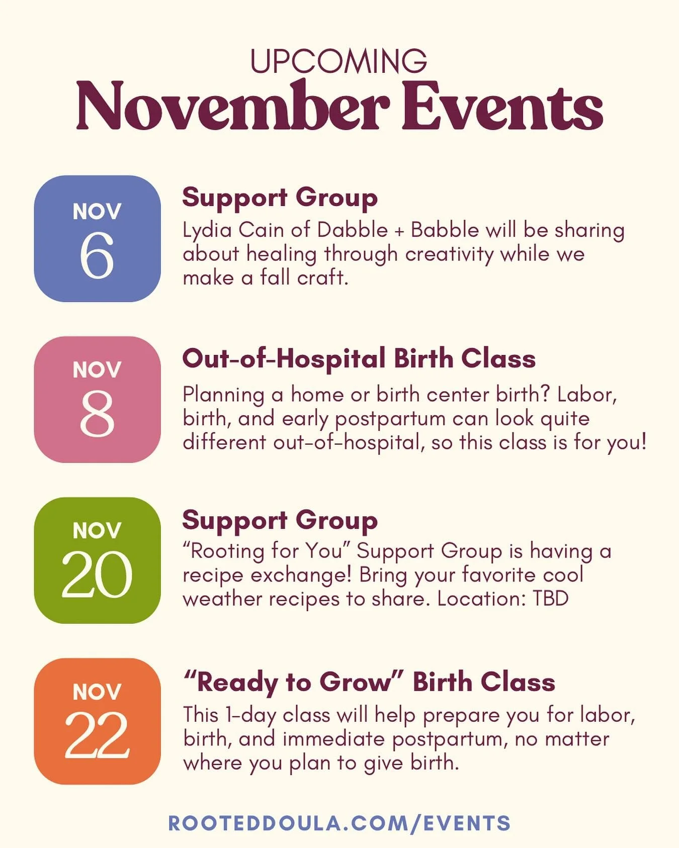 Raise your hand if you love fall! 🙋&zwj;♀️
We&rsquo;ve love to see you at any of our November events 🫶

#doula #doulasupport #postpartumsupport #birthclasses #birthclassessanantonio #supportgroup #postpartumsupportgroup