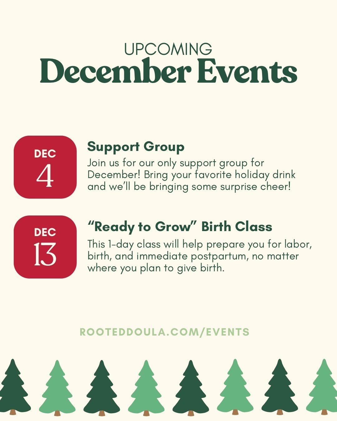 December is here! This month, we have just one support group and one birth class, and we&rsquo;re gearing up to move into our new space at @birthcentersanantonio &hearts;️

Reach out if you&rsquo;re ready to get registered for a 2026 class, book a bi