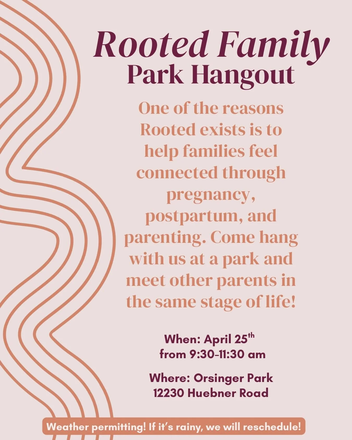 The weather&rsquo;s looking cloudy but nice this weekend for our park hangout! Come join us to connect with other families in your same stage of life. Look for the Rooted Birth sign! ALL are welcome 🫶