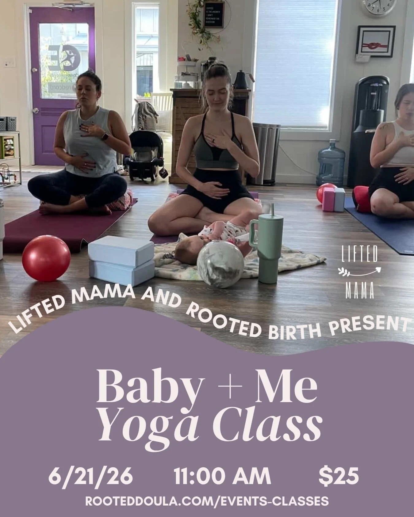 Our next Baby + Me yoga class in collaboration with @lifted.mama is coming up on Sunday, June 21st at @birthcentersanantonio 

This class is for parents or caregivers and their babies (but feel free to sneak away from your baby if you want)!

Registe