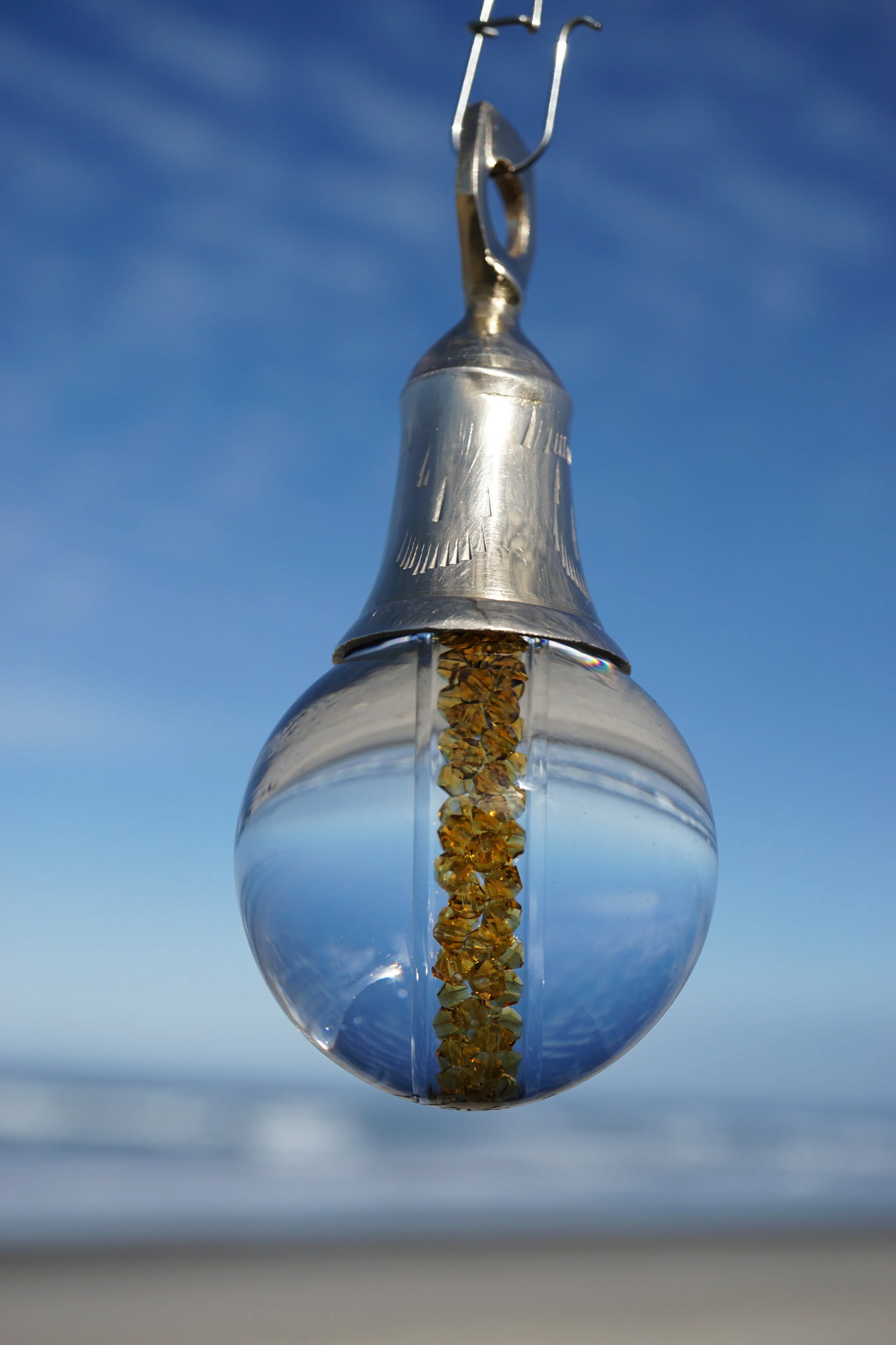 Baby Sphere Oregon Du Drop with a Liberty Bell, Preciosa "Topaz" Birthstones and November Oregon Rain