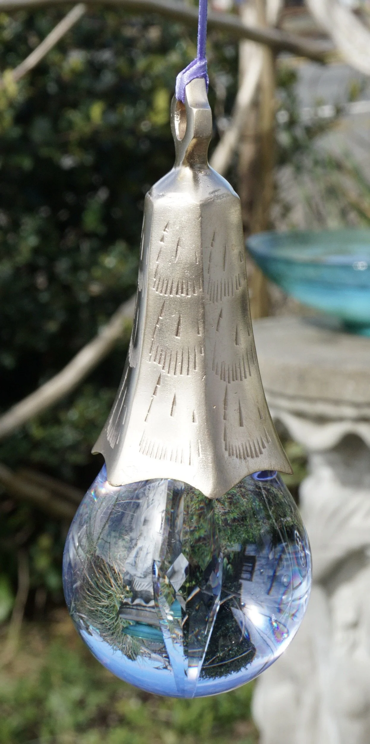 Lavender Standard Bulb w/Hexagonal Bell and 63 mm Swarovski Crystal Spear