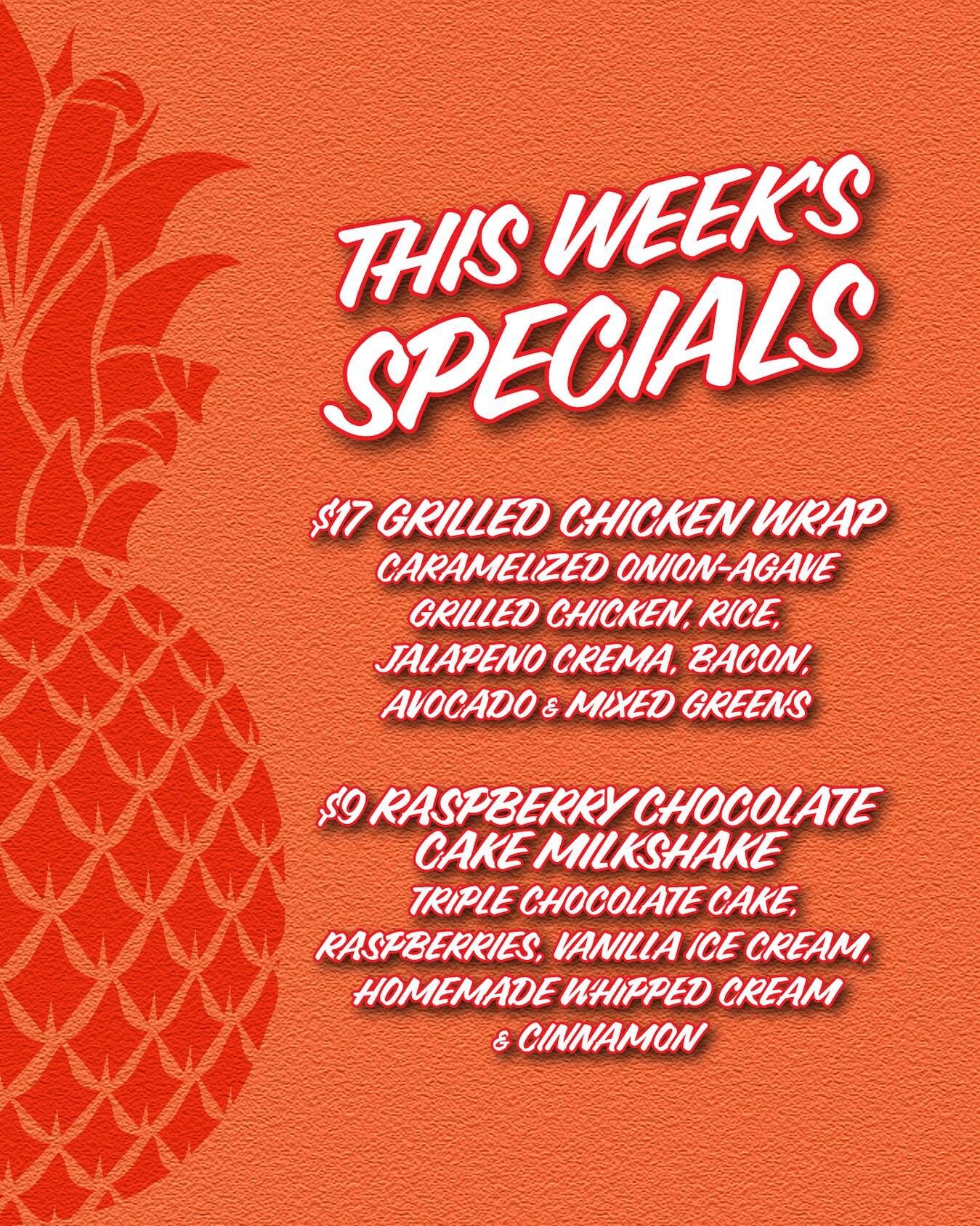 WHO&rsquo;S READY FOR WEEKLY SPECIALS?!

This week&rsquo;s specials are brought to you by balance. Chicken Wrap for dinner and wash it down with a Raspberry Chocolate Milk Shake! 🥤