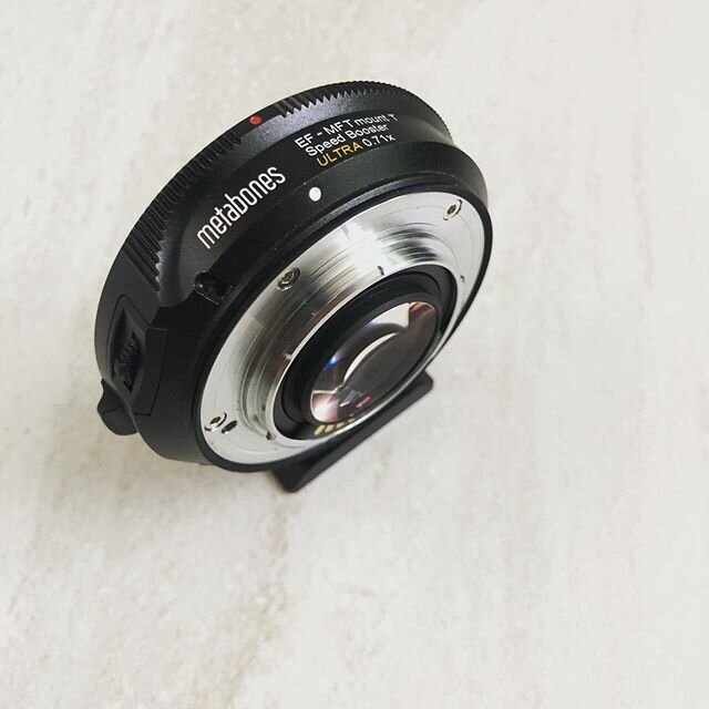 Metabones MFT to Canon EF speedbooster 0.71 crop.  Get 1 extra stop of light and widen the field of view, perfect for the Black Magic 4K pocket cinema camera. .
.
.
.
Rent from us today &amp; check out the rest of our available gear - www.video.equip