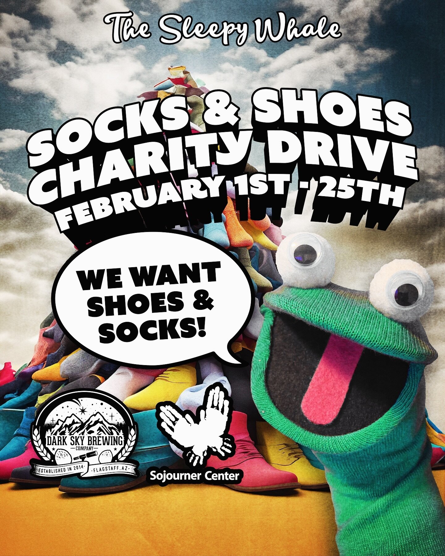 JOIN IN THE SOCK &amp; SHOE REVOLUTION! 🧦👟

We&rsquo;ve teamed up with our friends at @darkskybrewingco to help raise some donations for @sojournercenter! SC is an amazing shelter that assists victims of domestic violence with support services and 