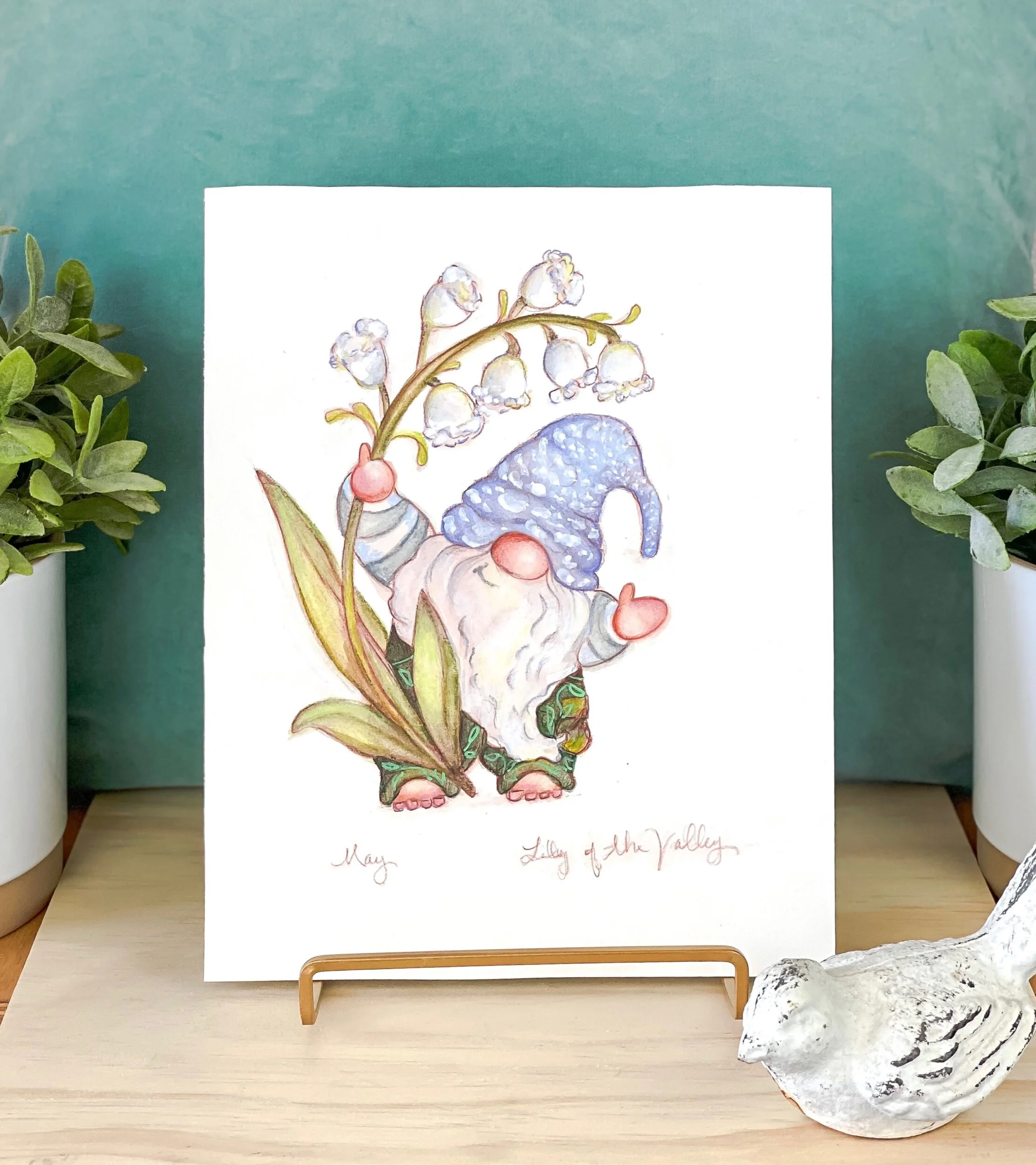 Garden gnome spring birth month flower May lily of the valley