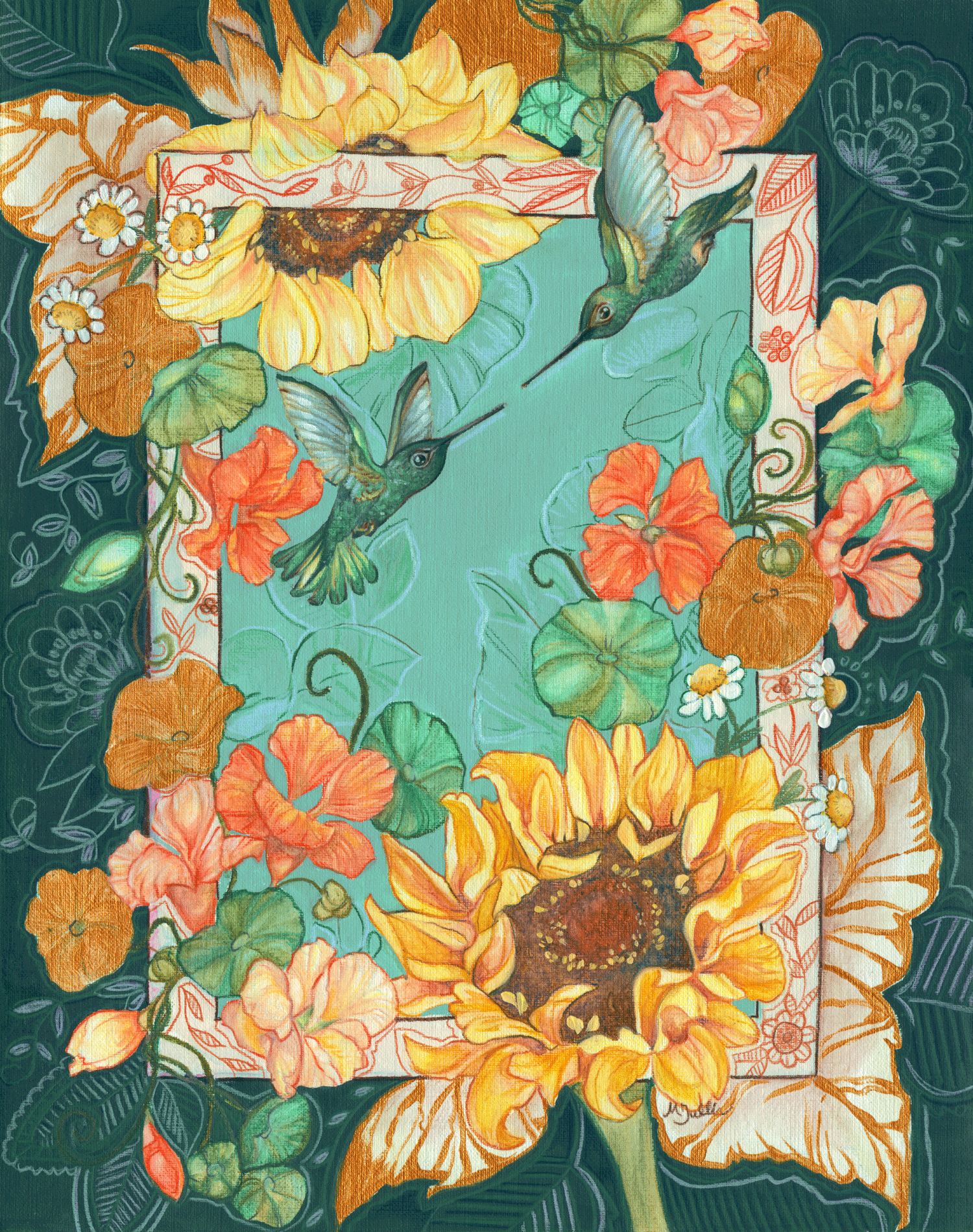 "Golden Faces Filled With Light" -Secret Garden Fine Art Print