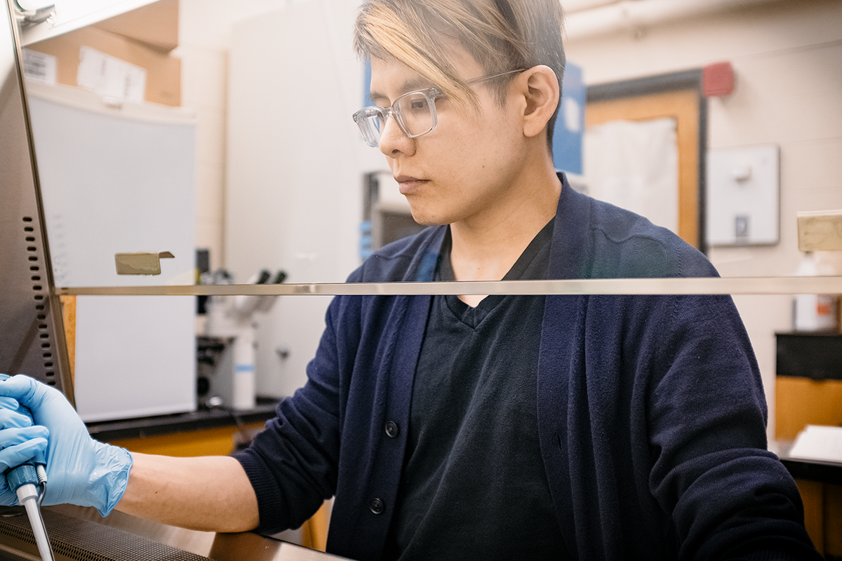Chun working in a lab