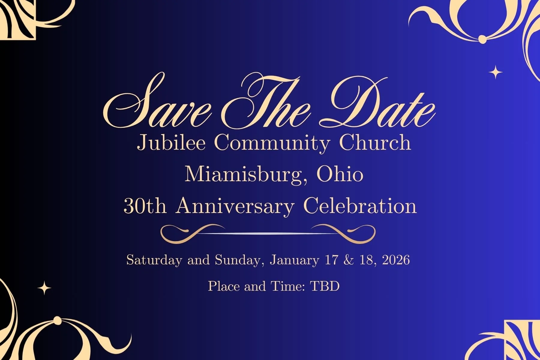 Jubilee’s 30th Church Anniversary- Save the Date!