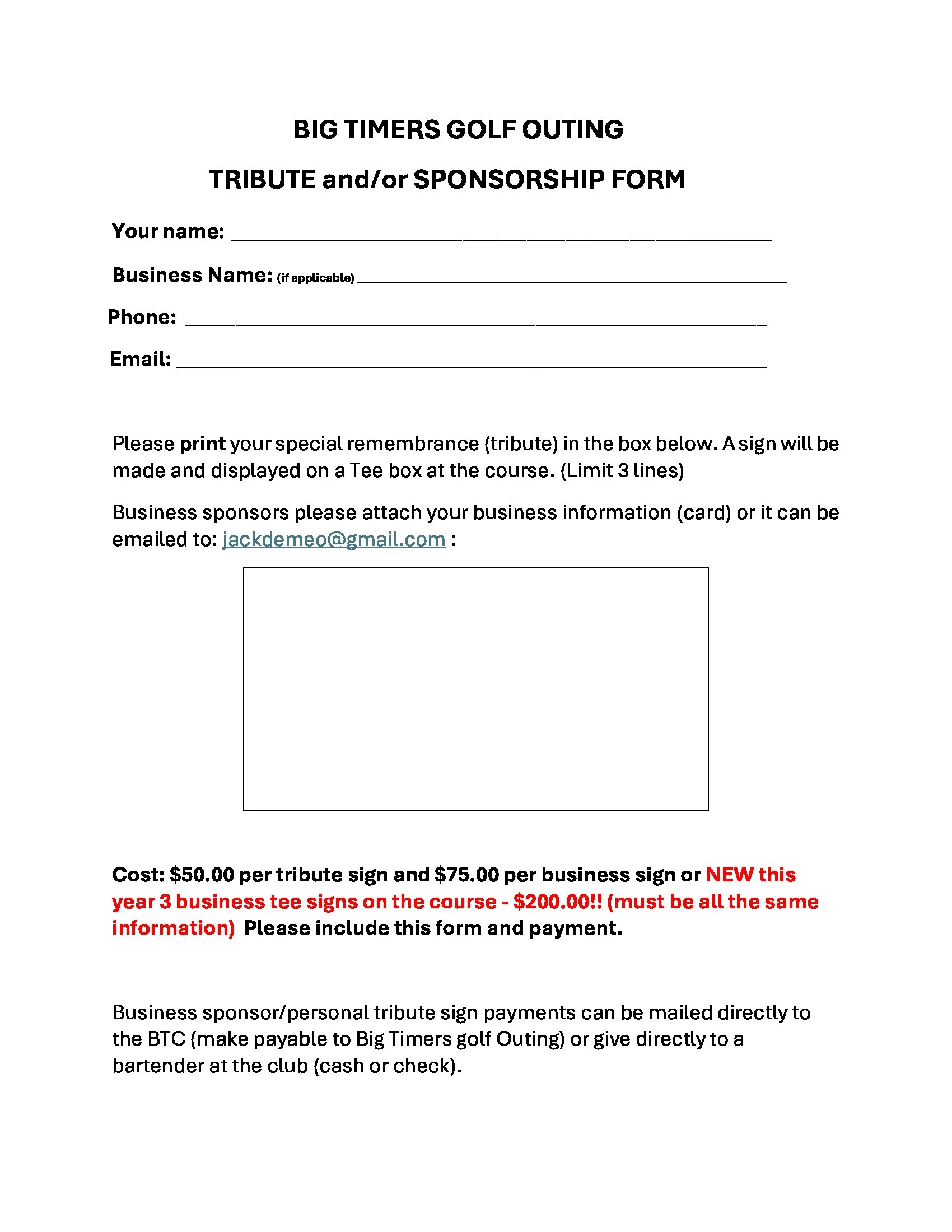 BTC Golf Outing — Big Timers Club Calendar