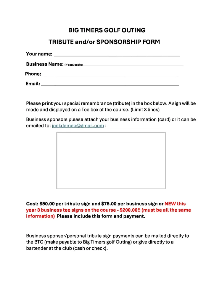 BTC Golf Outing — Big Timers Club Calendar