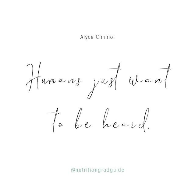 How are you showing up and listening to your clients? I loved what Alyce from @ahara_health said about humans just wanting to be heard in the last episode of Nutrition Grad Guide. She spoke about people wanting to know that you care and I think this 