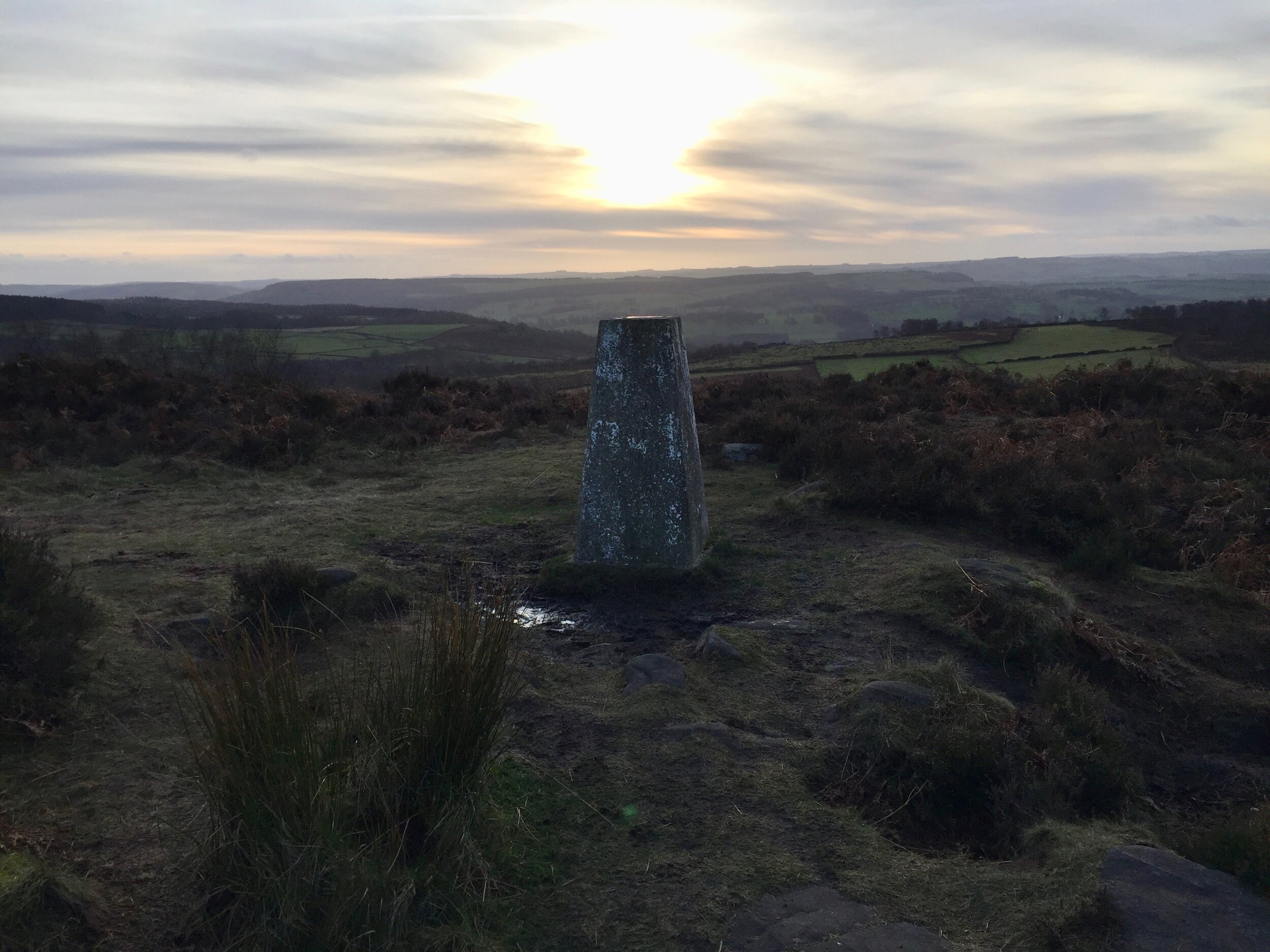  The trig point on Birchen Edge, looking South-West (I think). Gardom’s Edge is at the right of the picture. 