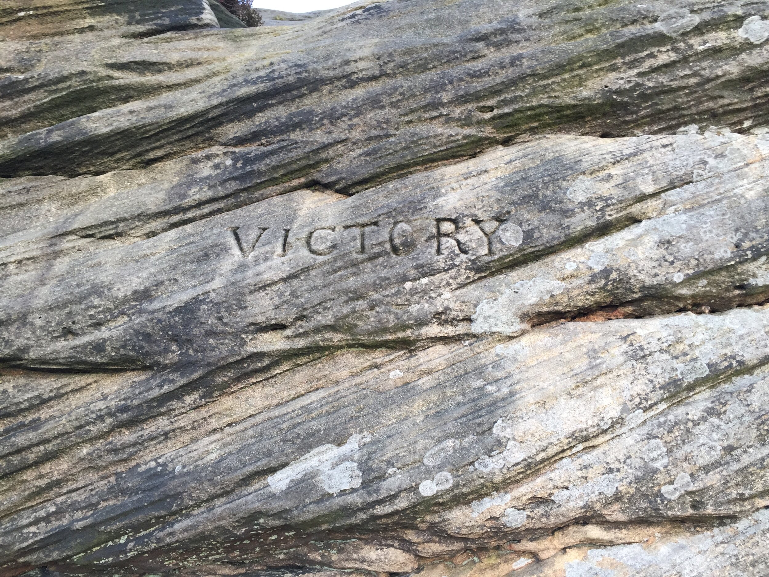  A close-up of the inscription ‘VICTORY’. 