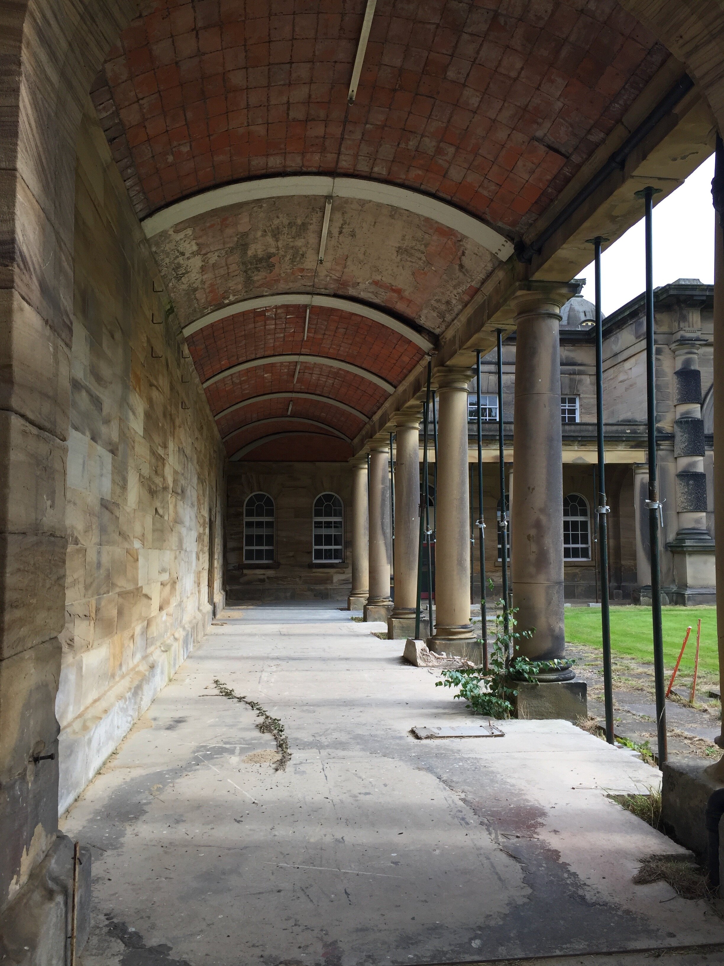  The walkway to the Stable Block is full of supports.  