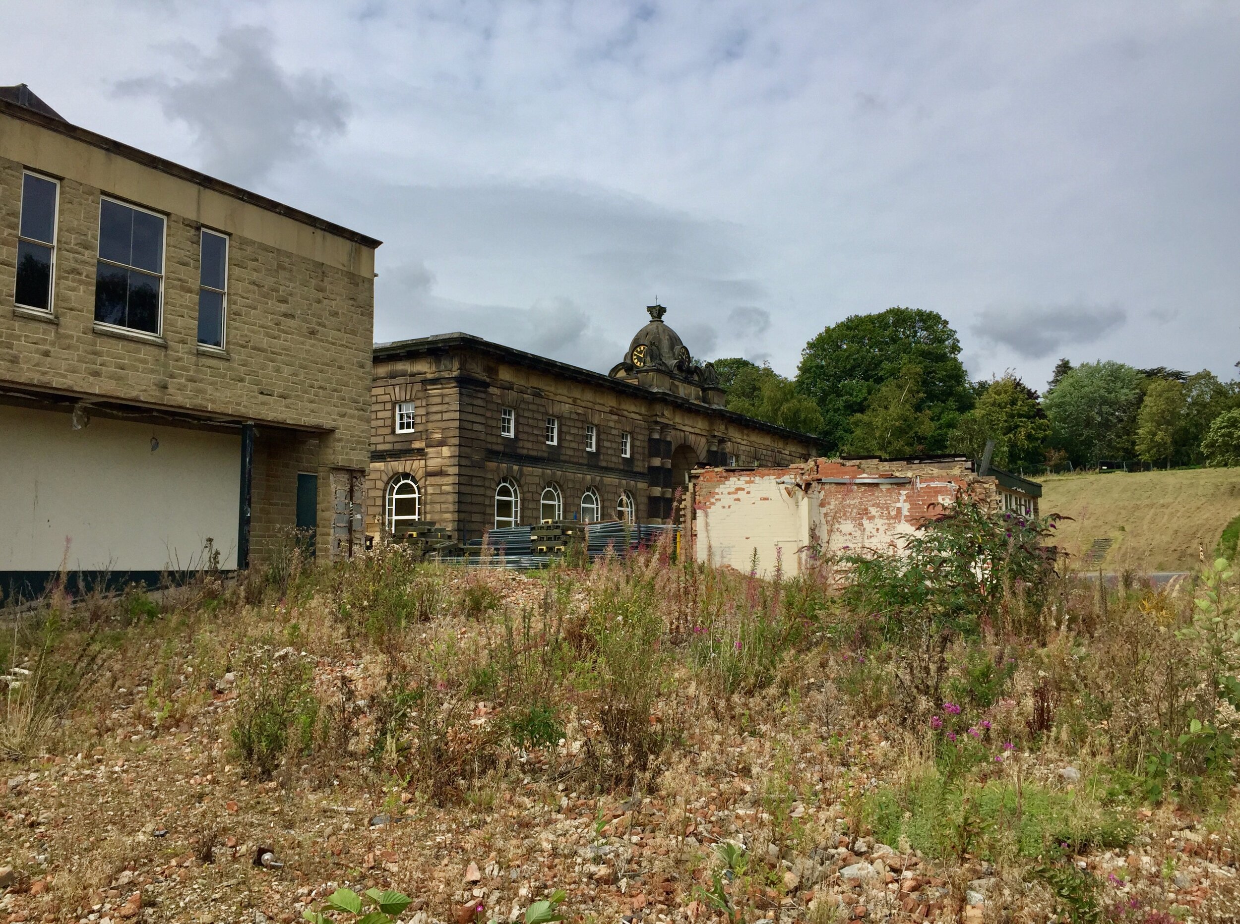  The wasteland of demolition. From left to right, there’s the Alec Clegg Building, the Stable Block, and the remaining scrap of dining hall. 
