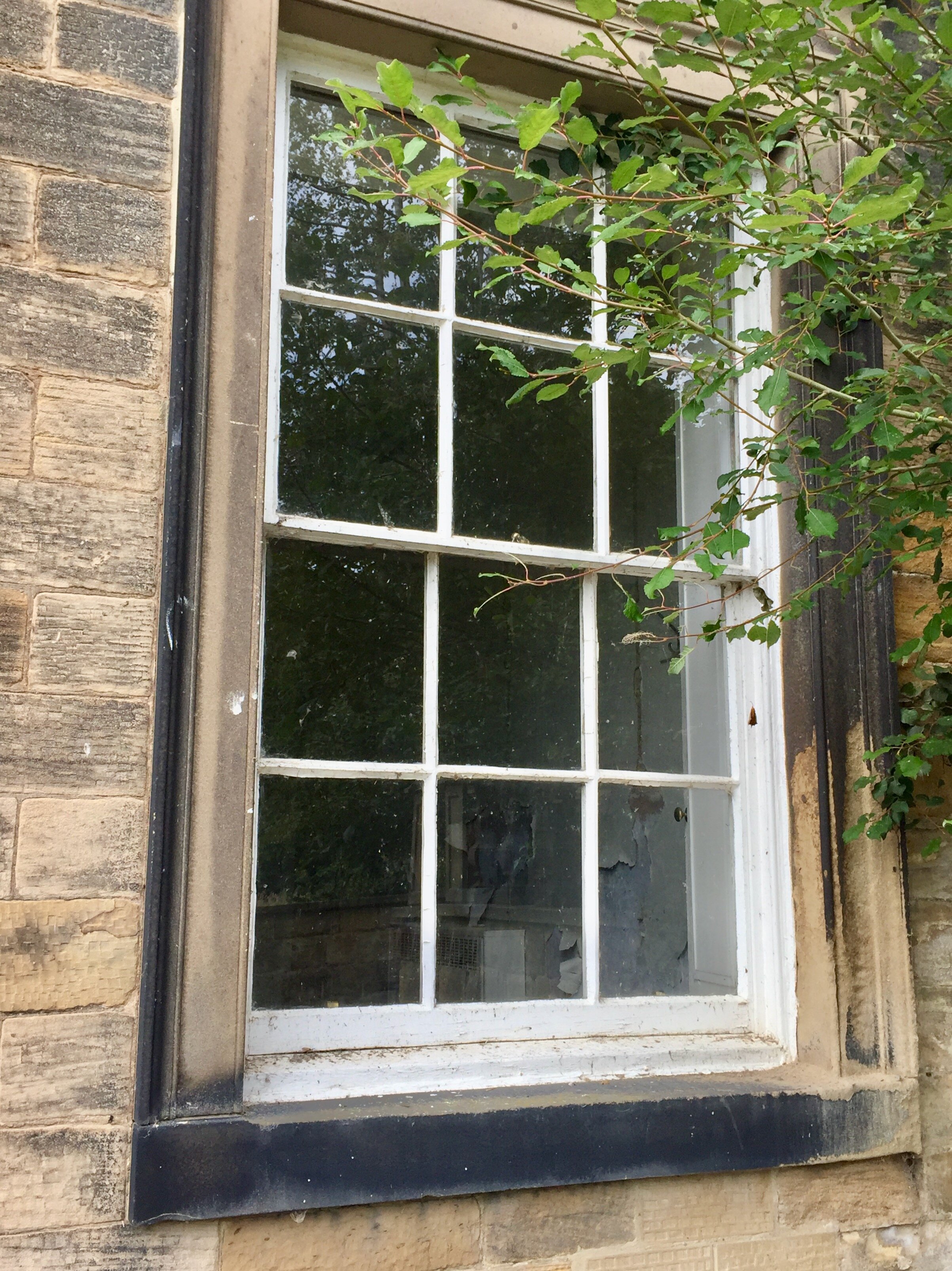  A window on the East side of Bretton Hall - even here, the interiors have been well-neglected. 