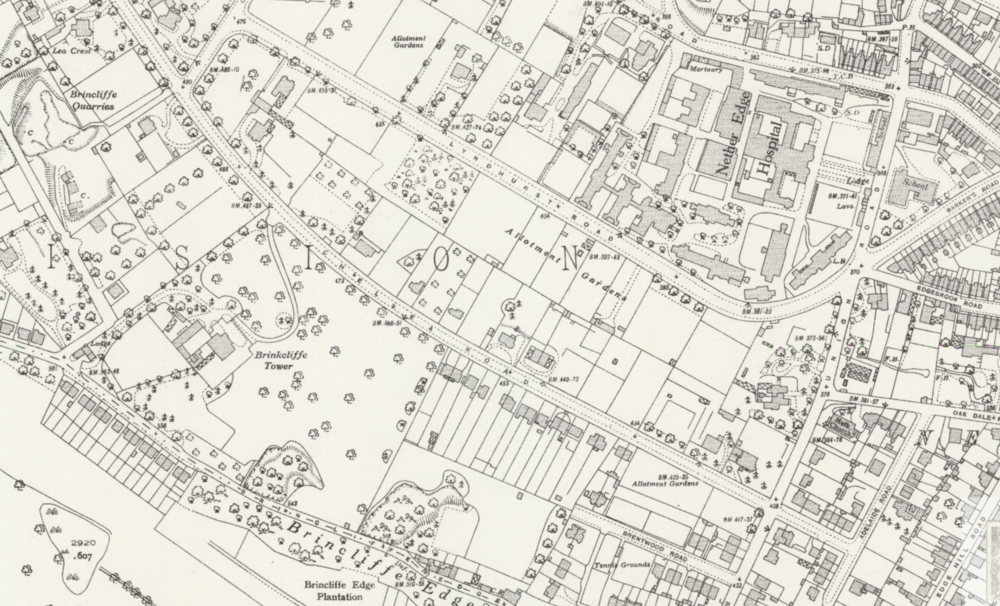  In this 1937 map, the union workhouse has now become Nether Edge Hospital. 