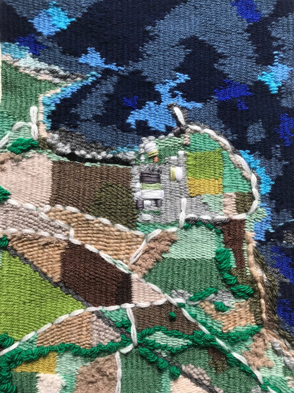  An image of the central section of the tapestry, showing most of the railway line and roads. 