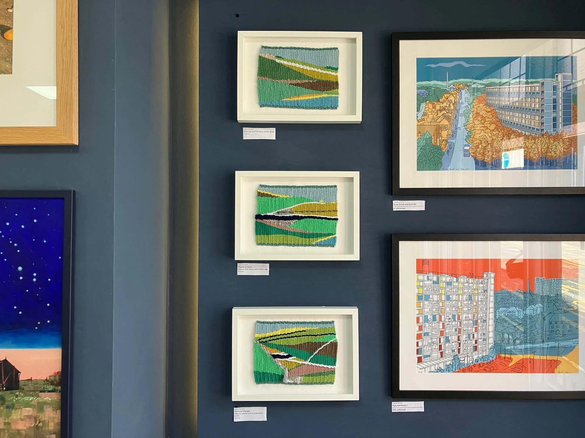 I&rsquo;&rsquo;m delighted that three small tapestries I made last month are in the @arthousesheff Great Exhibition, which runs right through August. 

At first glance, the tapestries might suggest scenic views or aerial perspectives: beaches beneath