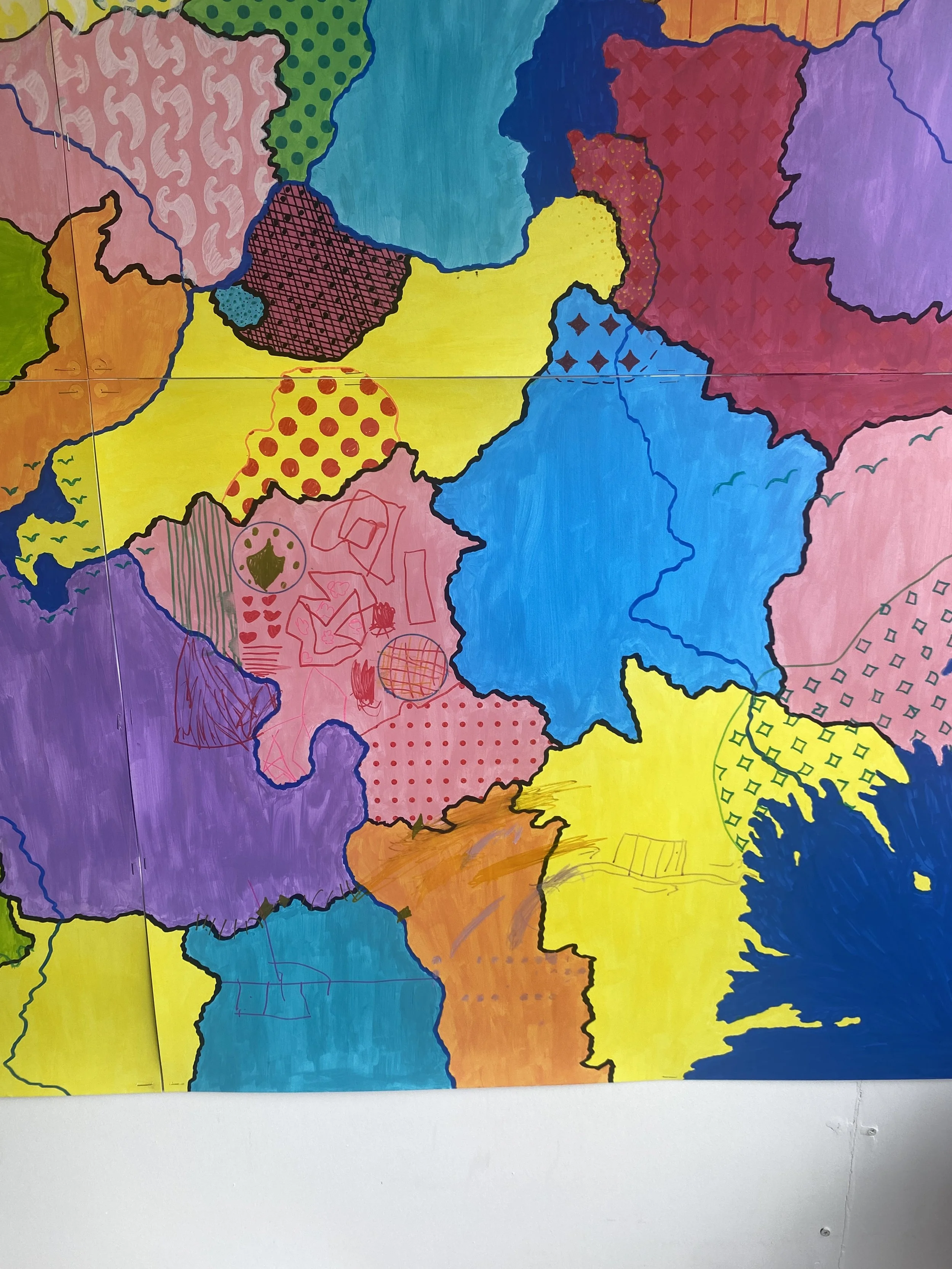  Some wonderful children’s contributions, adding bridges, bananas, interesting symbols, and scribbled out borders. 