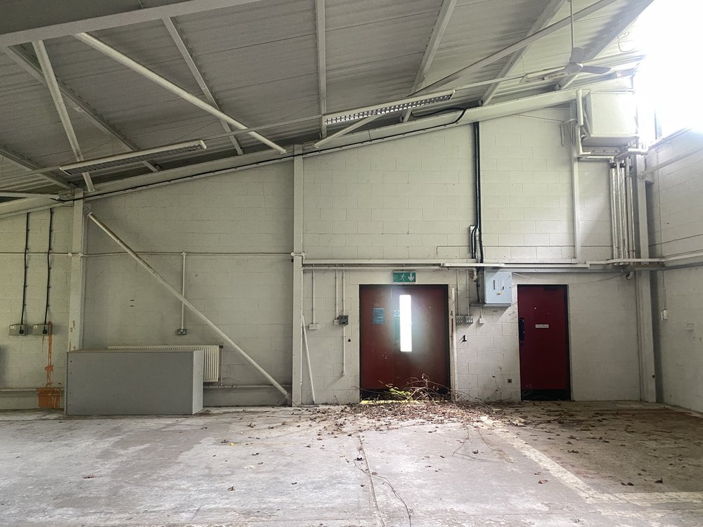  The large room on the west of the building. Brambles have also made their way in through the fire exit. The height of the room is incredible and makes me wonder what the acoustics would have been like when students were busy here. 