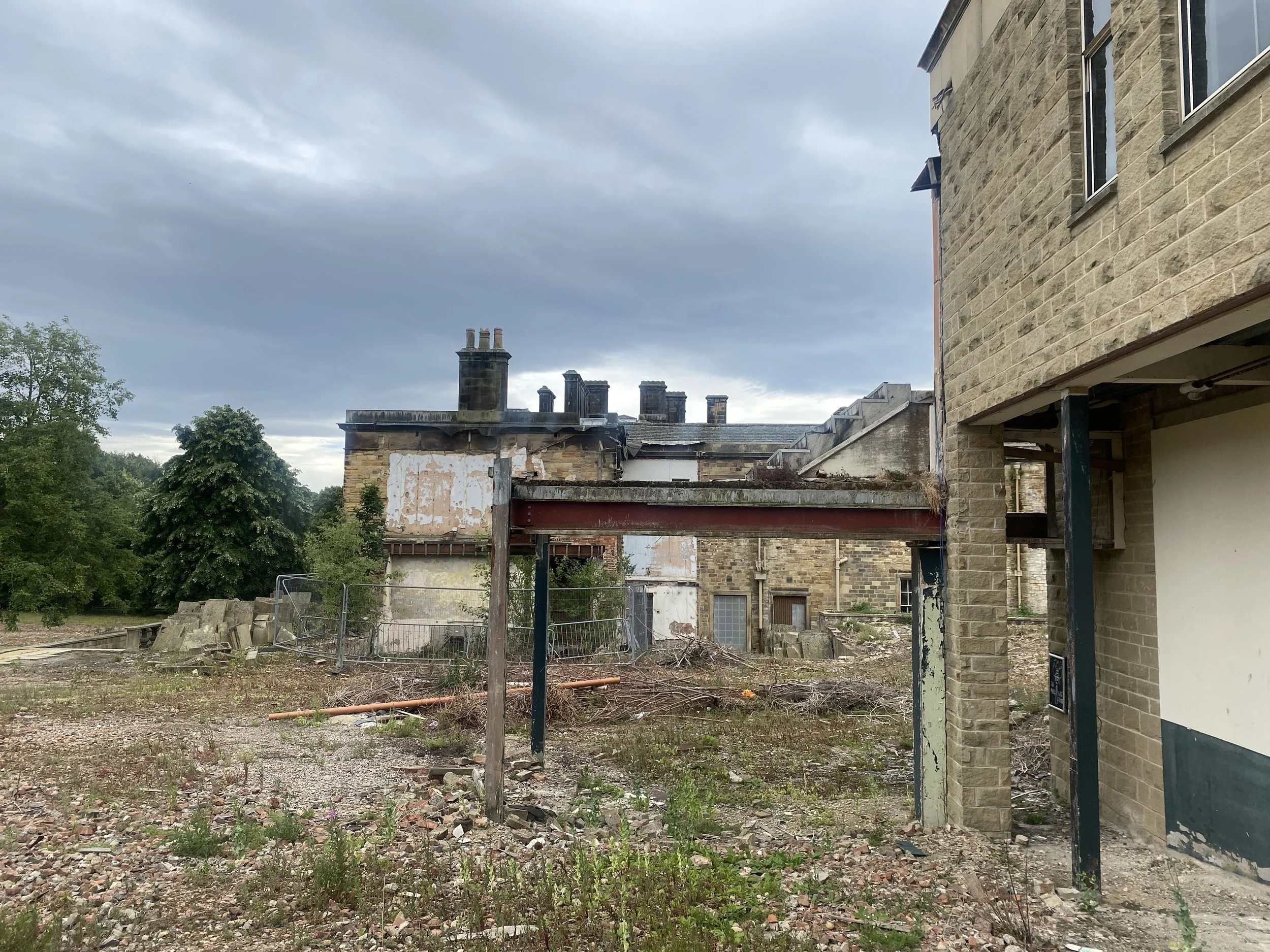  The eastern side of the Sir Alec Clegg Building, with the north side of the Mansion ahead. 