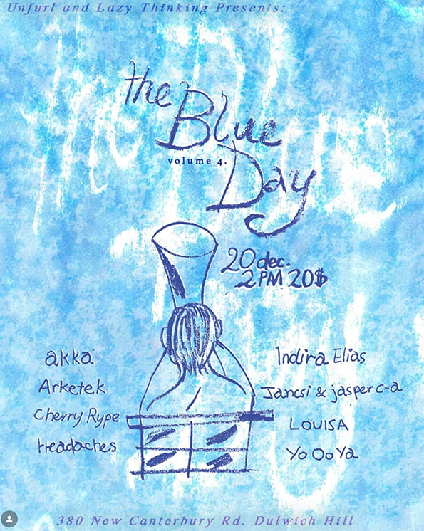 The Blue Day Volume 4 at 380 New Canterbury Road, Dulwich Hill on 20 December, featuring Akka, Arketek, Cherry Rype, Indira Elias and more, daytime Sydney live music event from 2pm.