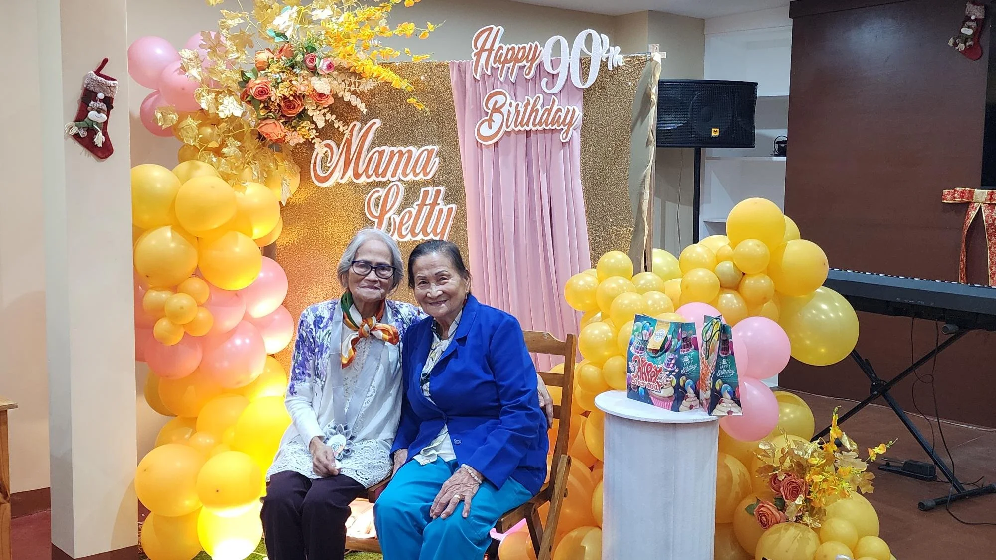 Mama Letty (Malou’s mother) celebrating her 90th birthday with one of her closest friends 