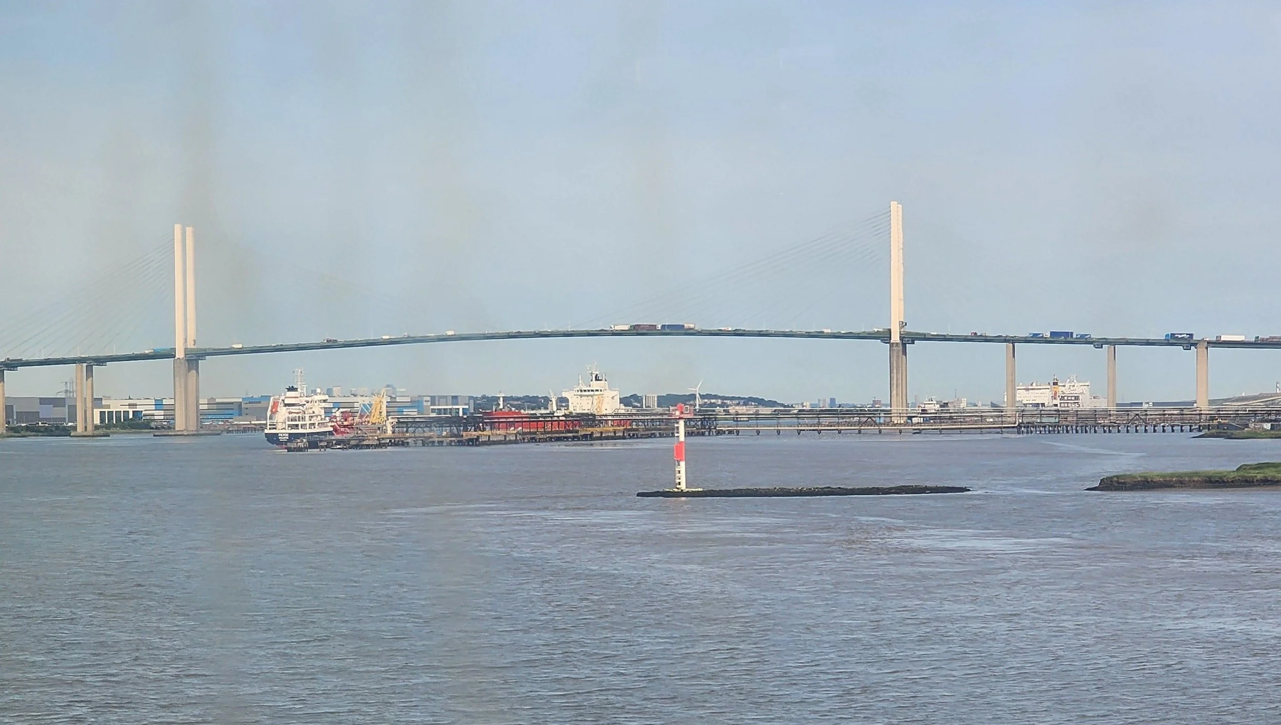 Sailing from London on the Thames &amp; passing under Dartford bridge